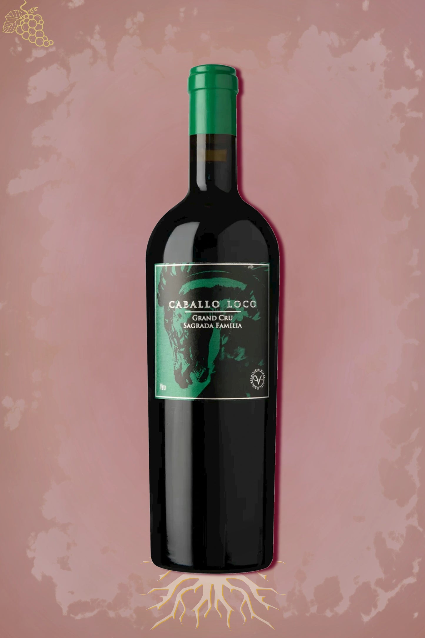 Caballo Loco Grand Cru Sagrada Familia 2023 tegen bordeaux achtergrond – premium Chileense rode wijn