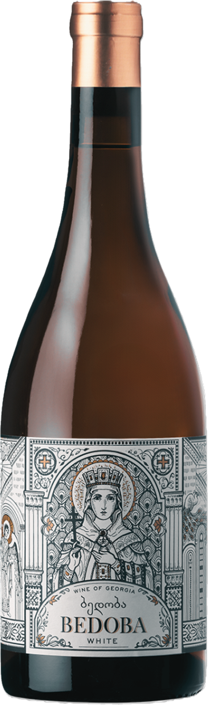 Kakheti Company Bedoba White 2024 tegen gouden achtergrond – premium witte wijn