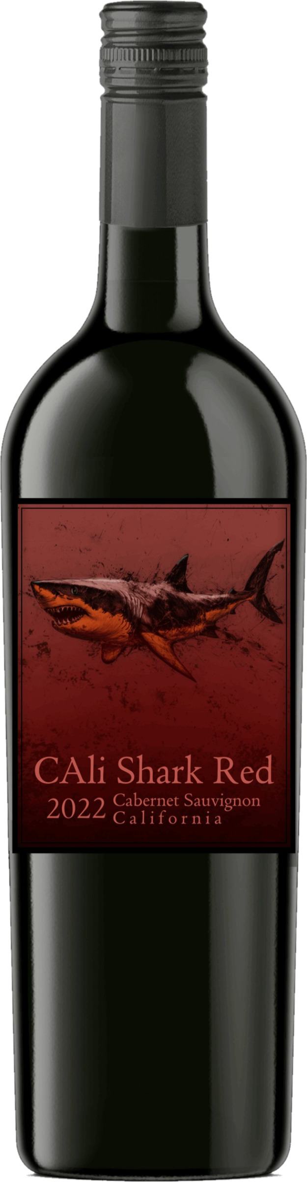 Cali Shark Cabernet Sauvignon 2022 tegen bordeaux achtergrond – premium rode wijn