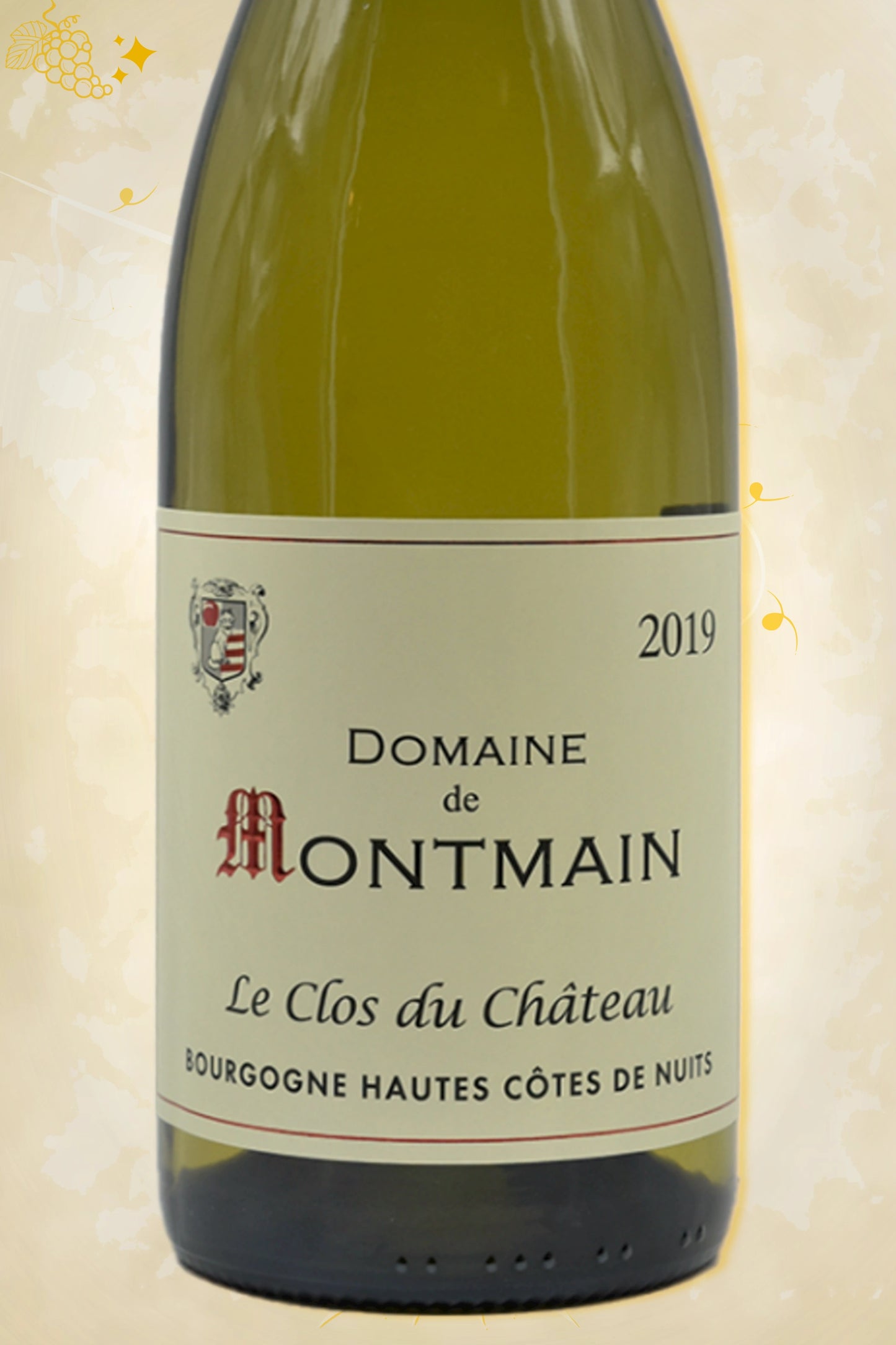 Close-up label Domaine de Montmain Chardonnay 2019 – Goessens logo en vintage details