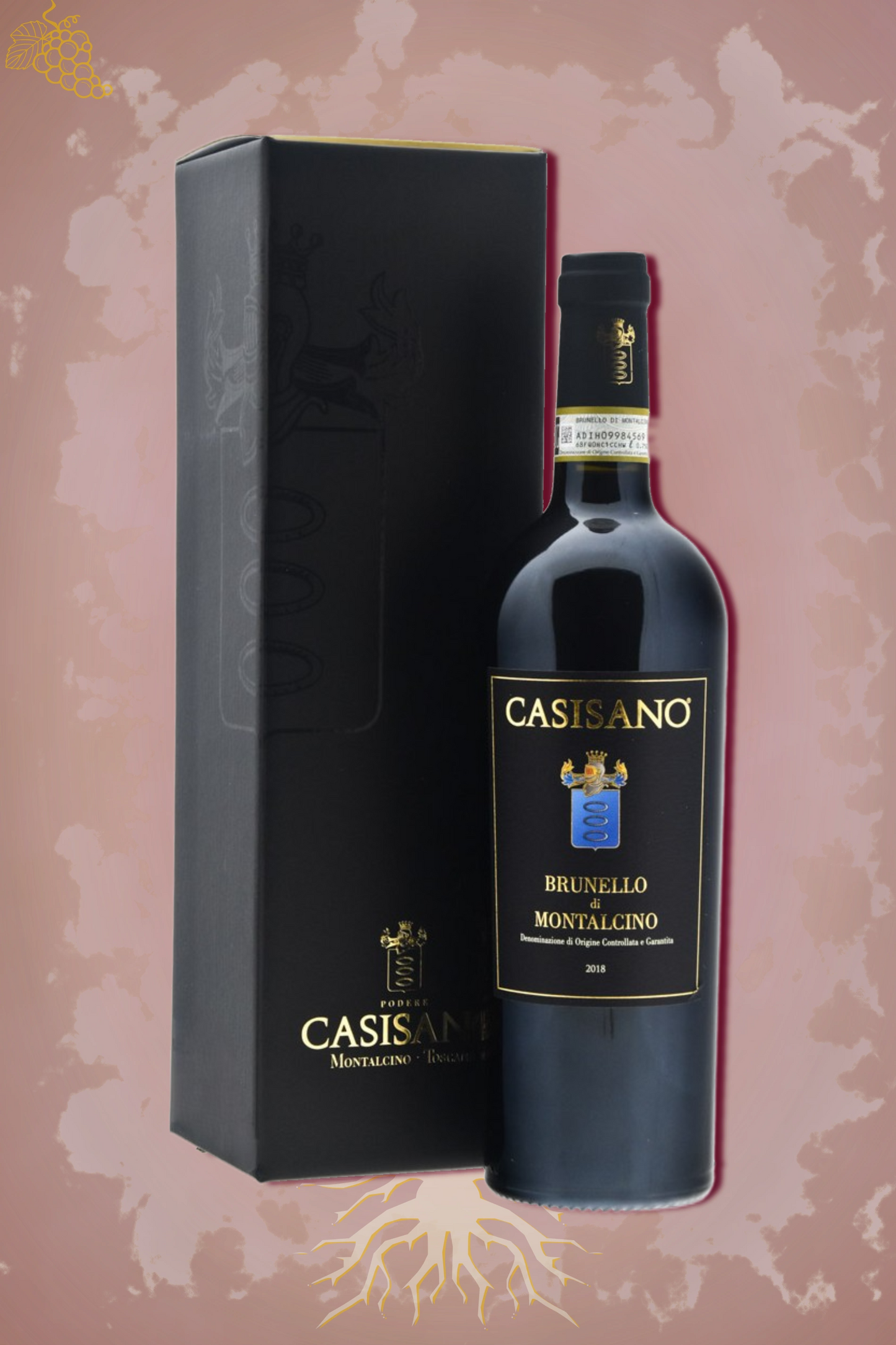 Brunello di Montalcino 2018 in Giftbox – rode wijn tegen bordeaux achtergrond premium
