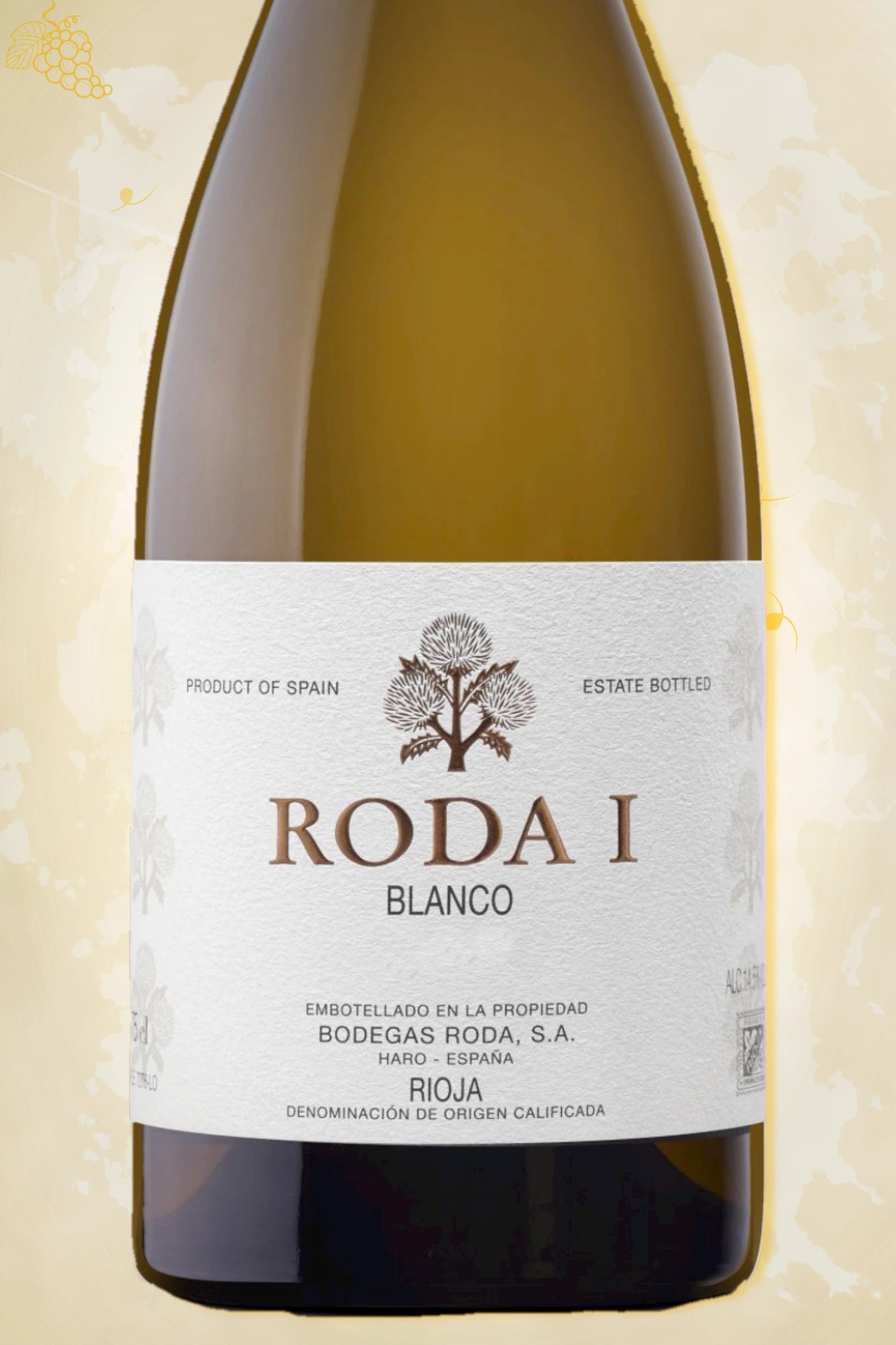 Close-up label Roda I Reserva Blanco 2021 – Bodegas Roda details zichtbaar