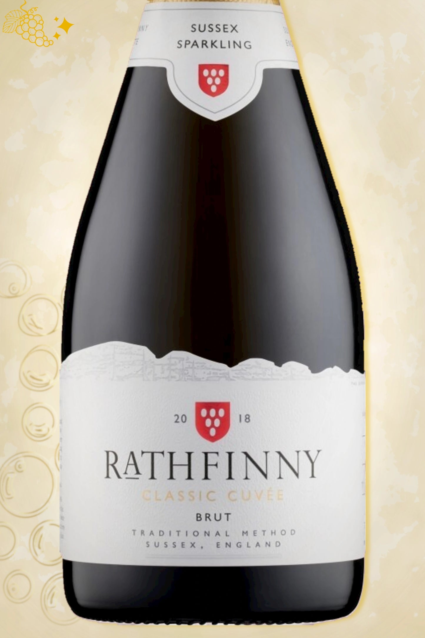 Close-up label Rathfinny Classic Cuvée 2019 – producentdetail zichtbaar