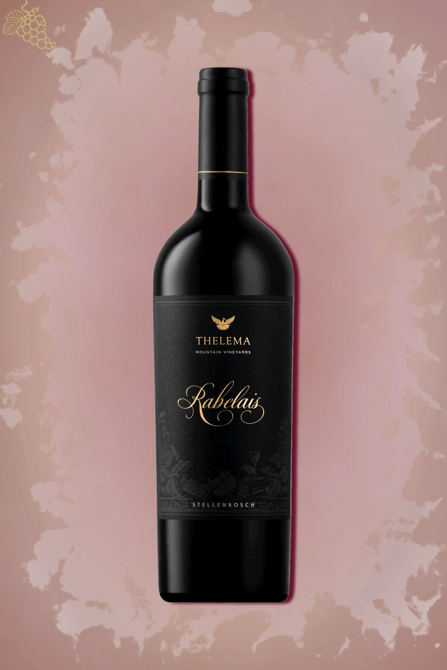 Thelema Rabelais 2021 tegen bordeaux achtergrond – premium rode blend