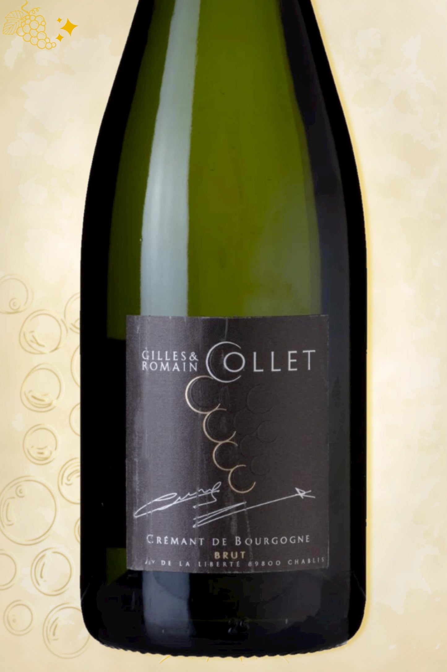 Close-up label Crémant de Bourgogne Brut – Domaine Jean Collet & Fils
