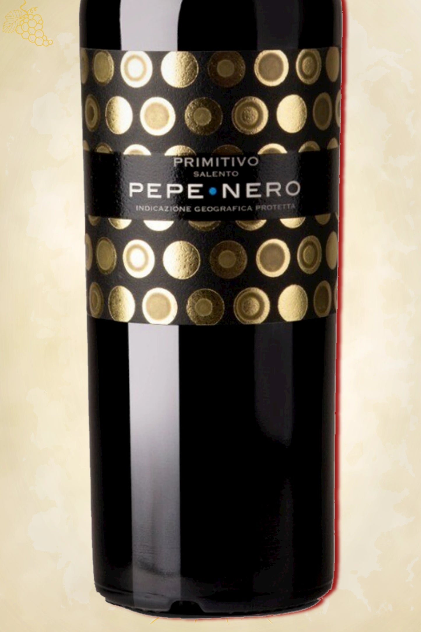 Close-up label Cignomoro Primitivo 2024 – Salento IGP logo en details zichtbaar