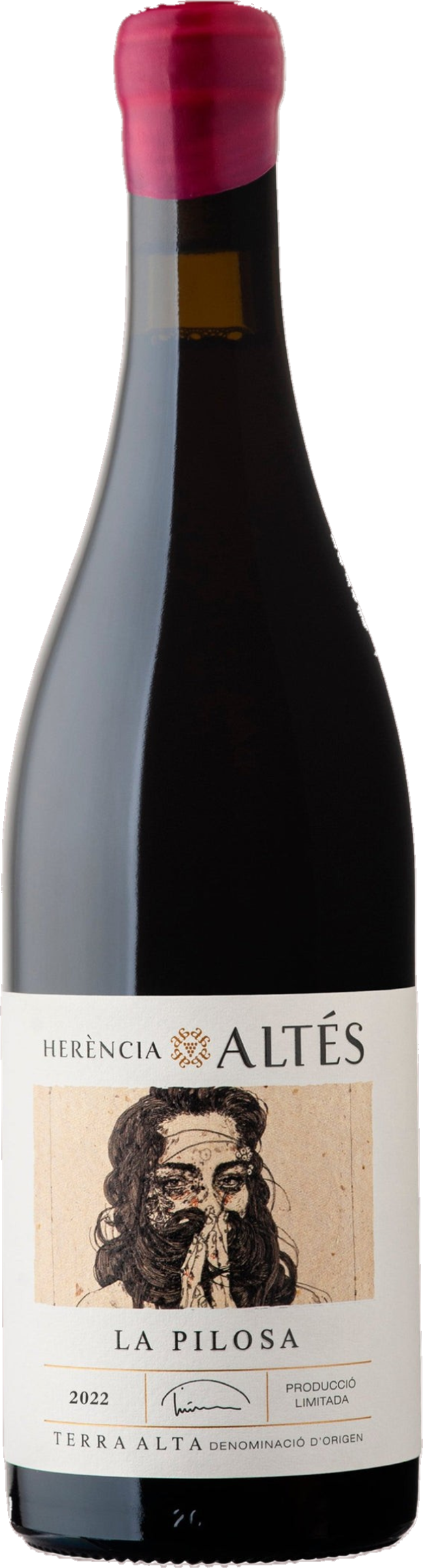 Herencia Altes La Pilosa 2022 tegen bordeaux achtergrond – premium biologische rode wijn