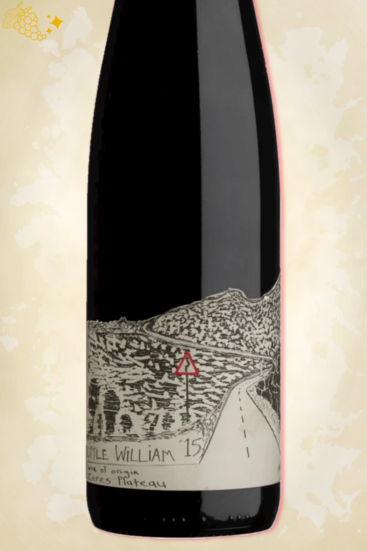 Close-up label Blank Bottle Little William 2022 – artistiek etiket zichtbaar