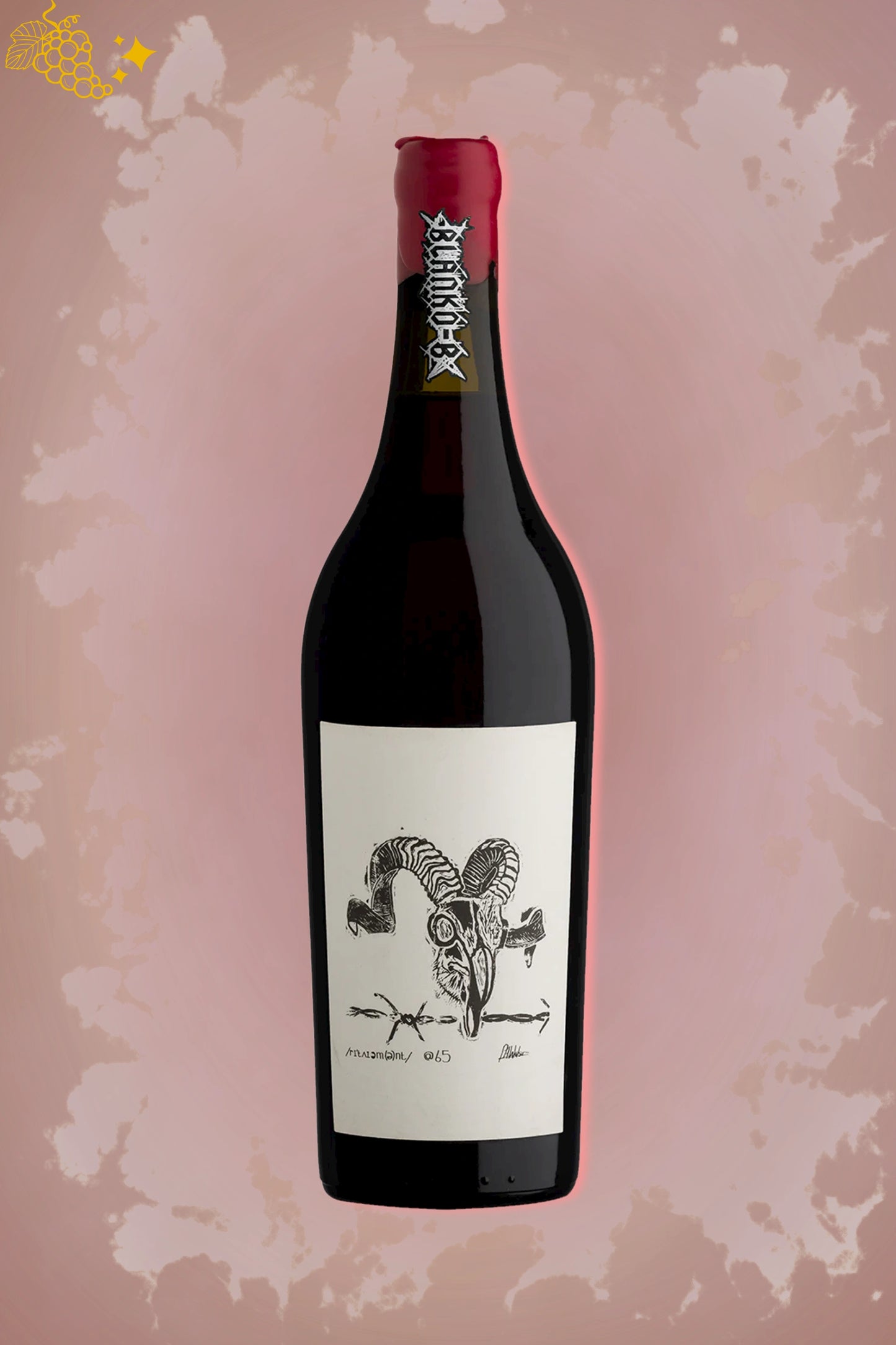 Blank Bottle Retirement 2023 tegen lichte achtergrond – elegante rode wijn