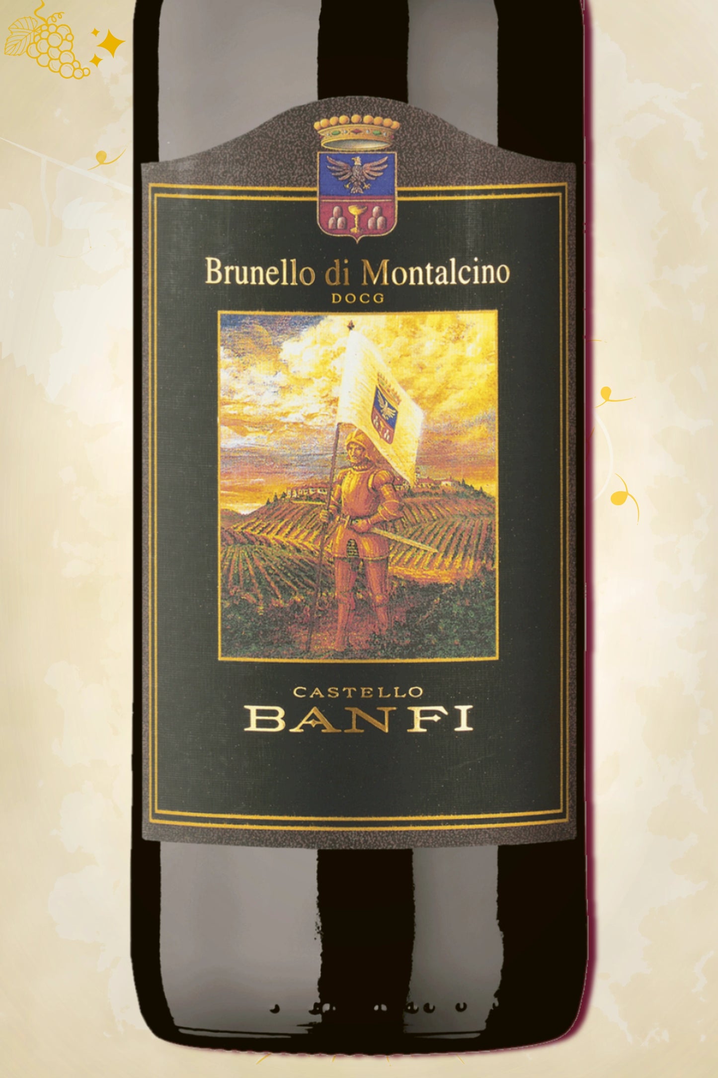 Close-up label Castello Banfi Brunello di Montalcino DOCG 2019 halve fles