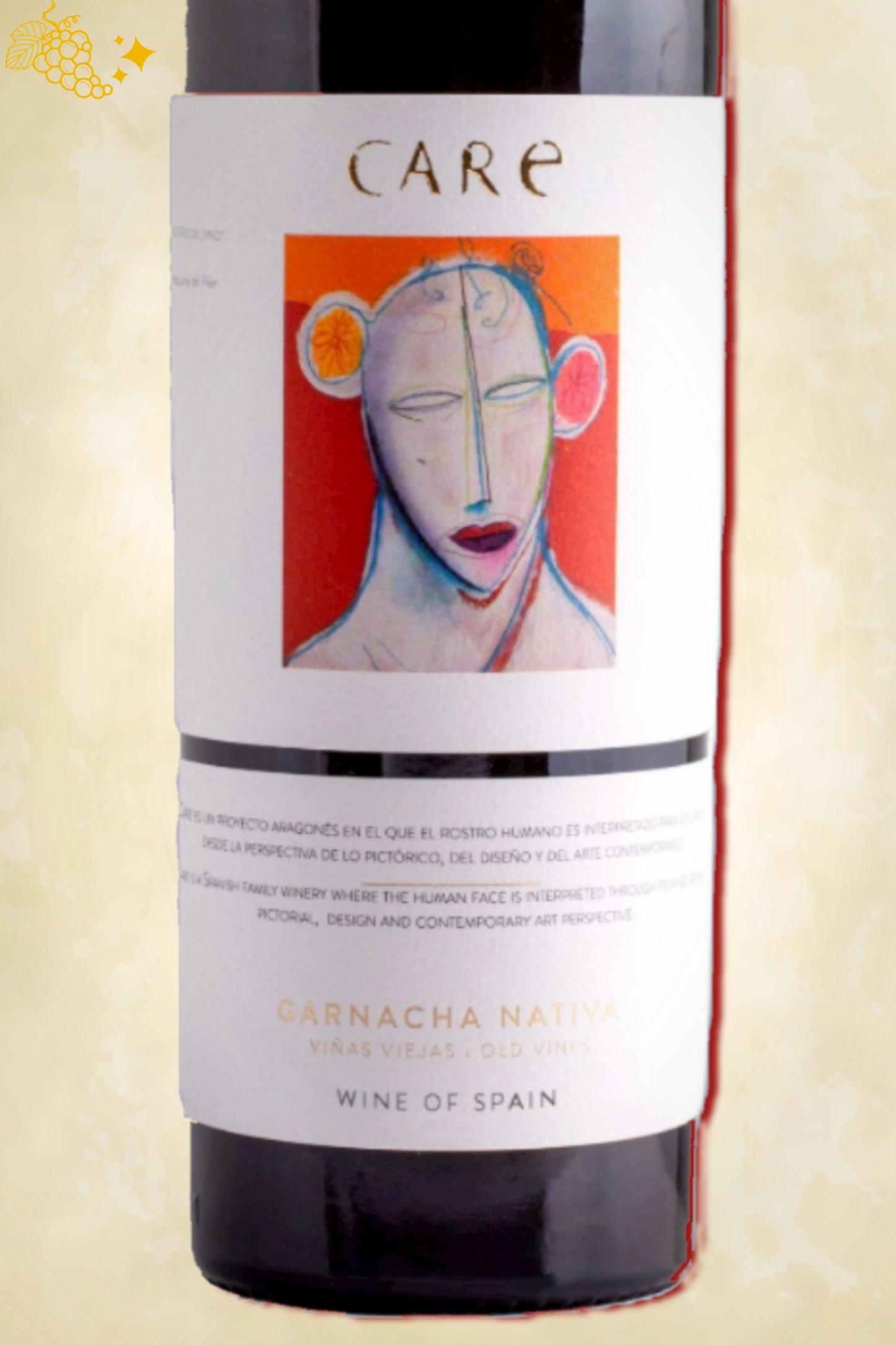 Close-up label Care Garnacha Nativa 2023 – Bodegas Añadas details zichtbaar