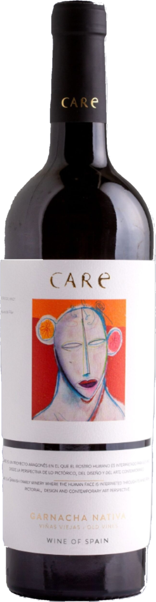 Care Garnacha Nativa 2023 tegen bordeaux achtergrond – premium rode wijn