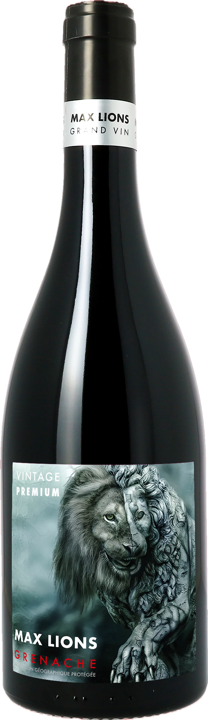 Vignobles Vellas Max Lions Grenache 2023 tegen bordeaux achtergrond – rode wijn