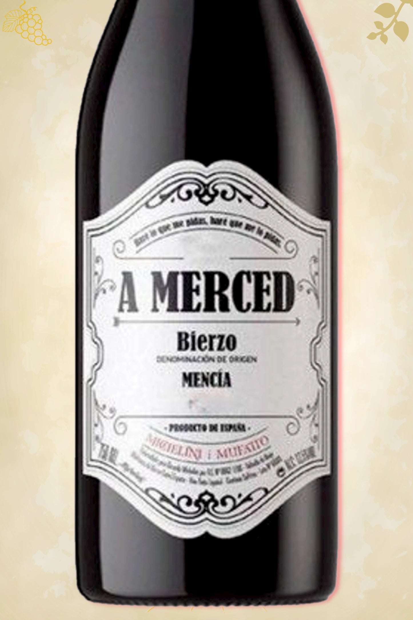 Close-up label A Merced 2022 – Michelini i Mufatto details zichtbaar