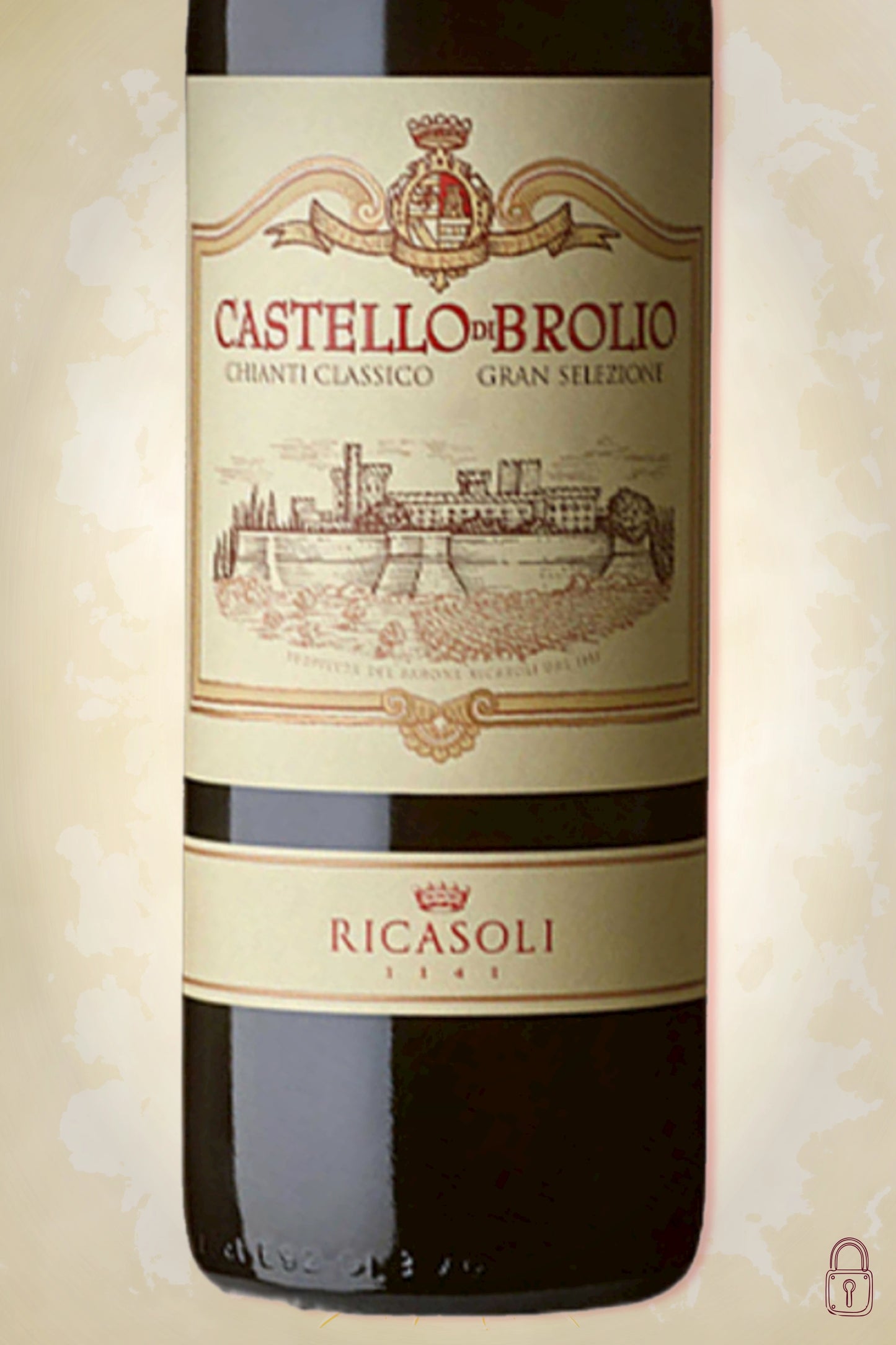 Close-up label Castello di Brolio 2001 – Barone Ricasoli logo en vintage details