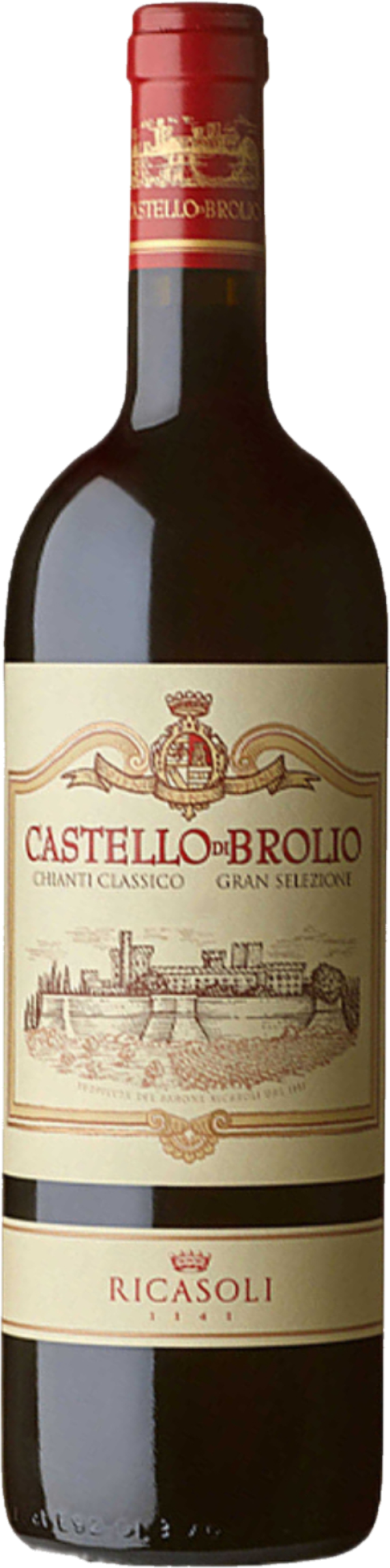 Barone Ricasoli Castello di Brolio 2001 tegen bordeaux achtergrond – premium rode wijn