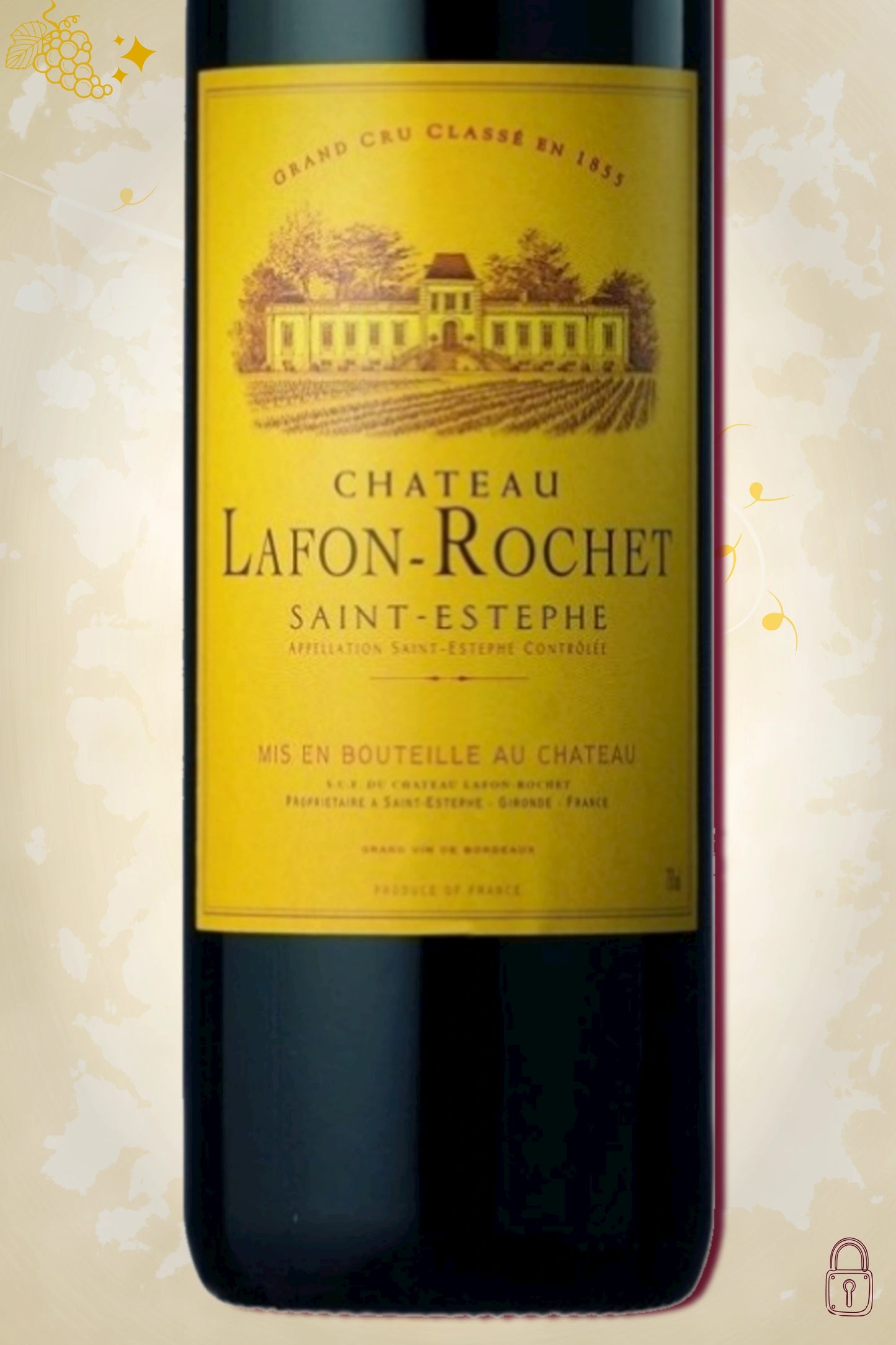 Close-up label Château Lafon-Rochet 2010 – château details en vintage