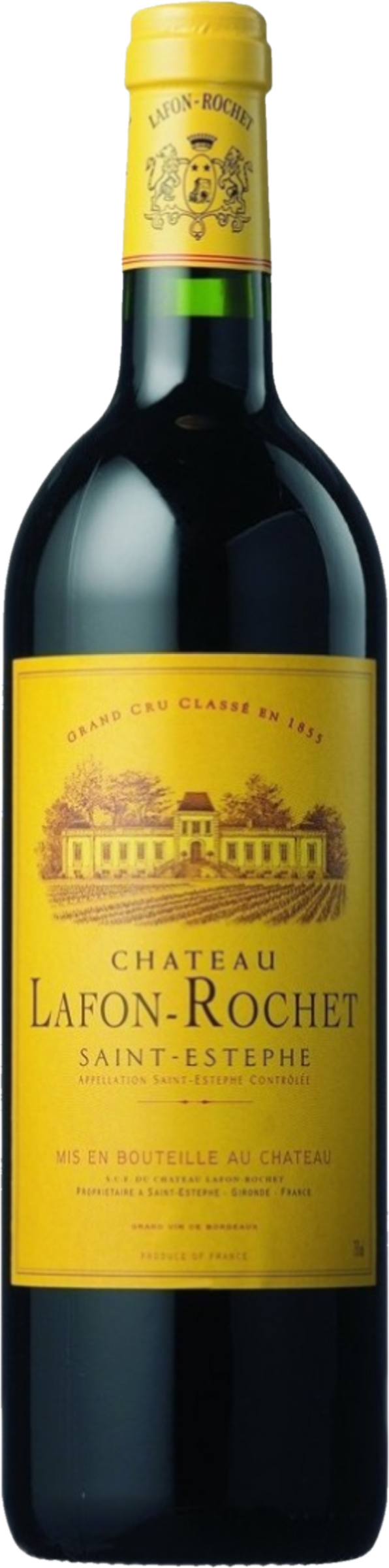 Château Lafon-Rochet 2010 tegen bordeaux achtergrond – premium rode wijn