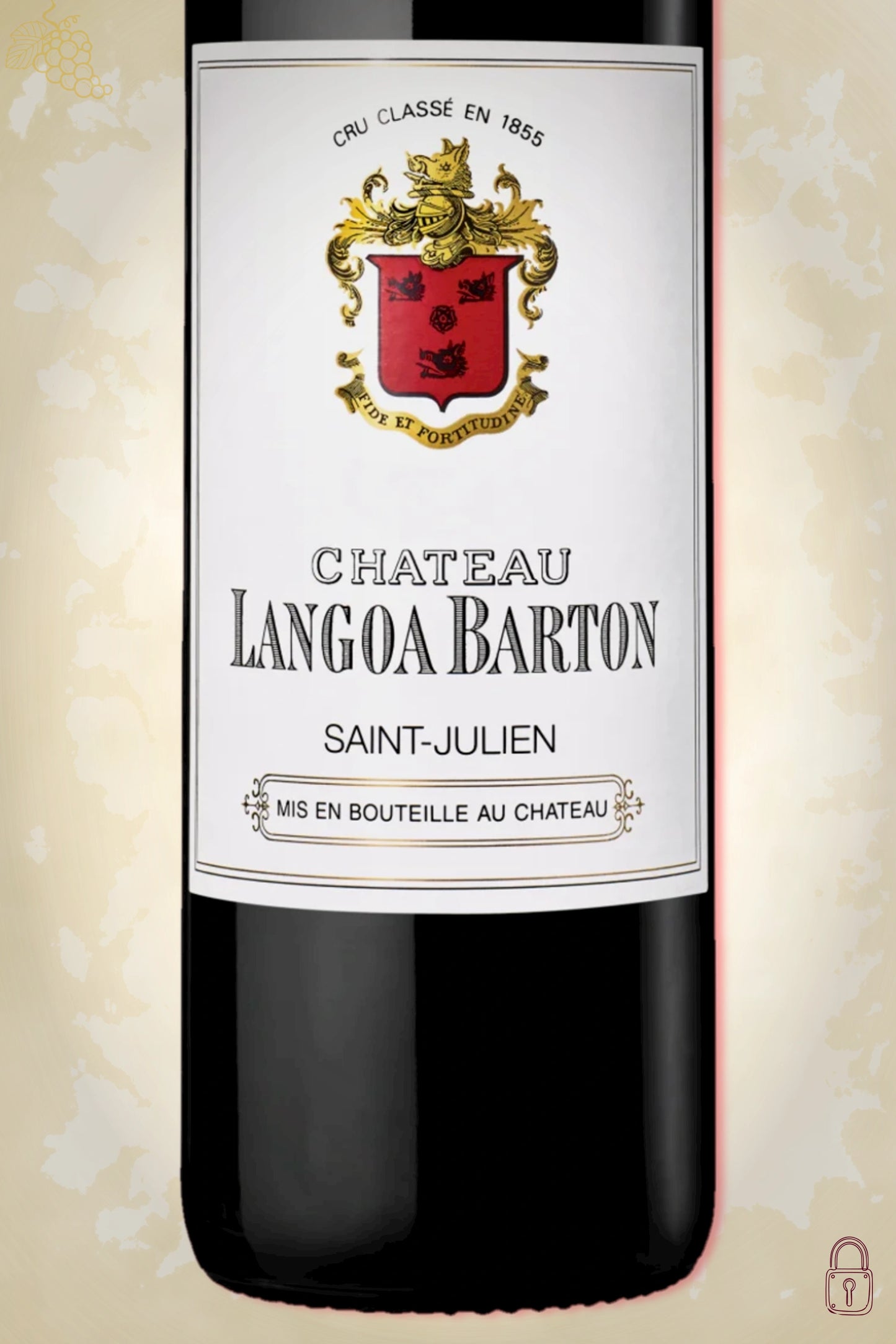 Close-up van het etiket van Château Langoa-Barton 2002 – château- en vintagegegevens