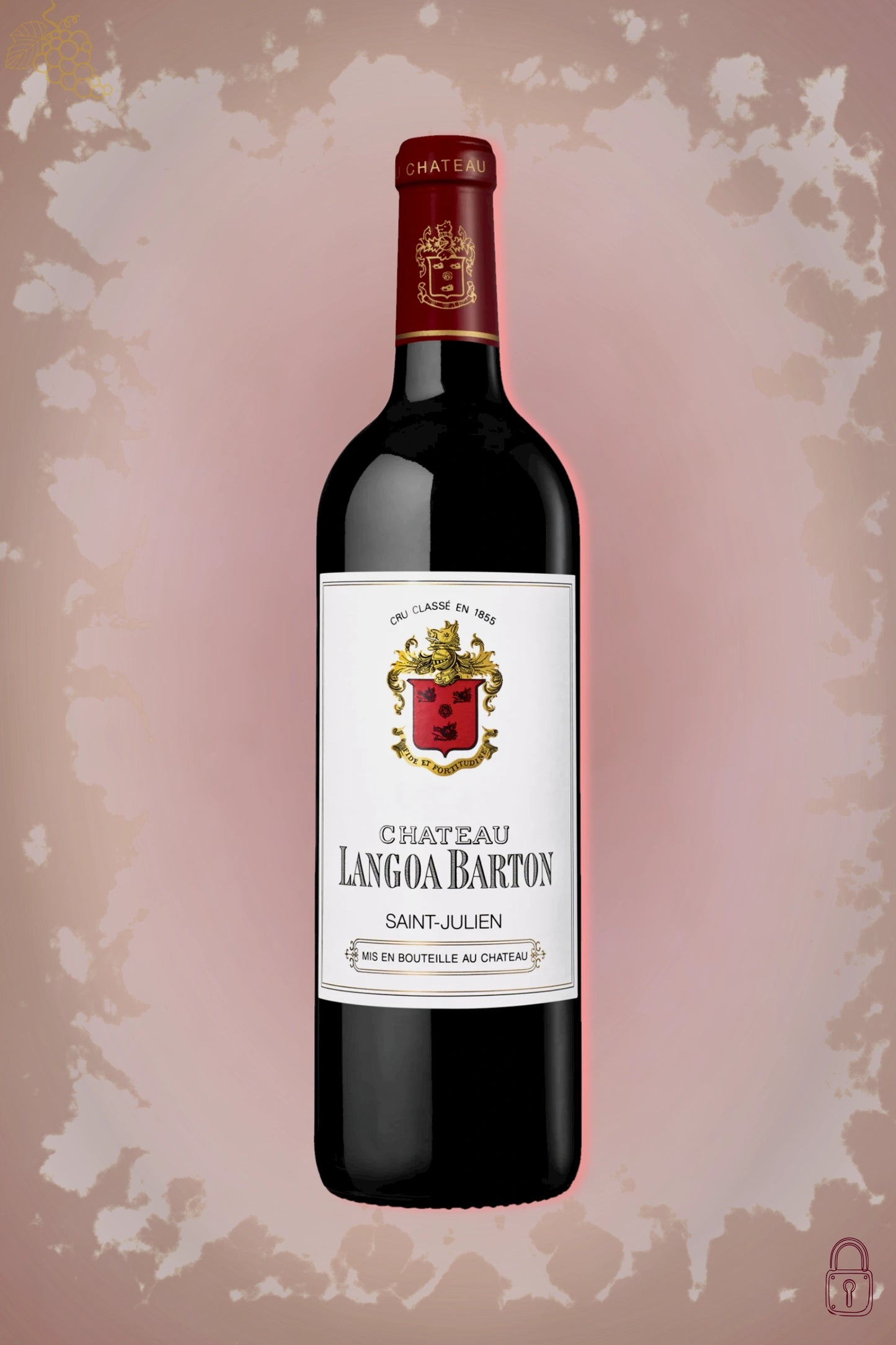 Château Langoa-Barton Langoa Barton 2002 tegen bordeaux achtergrond – premium rode wijn