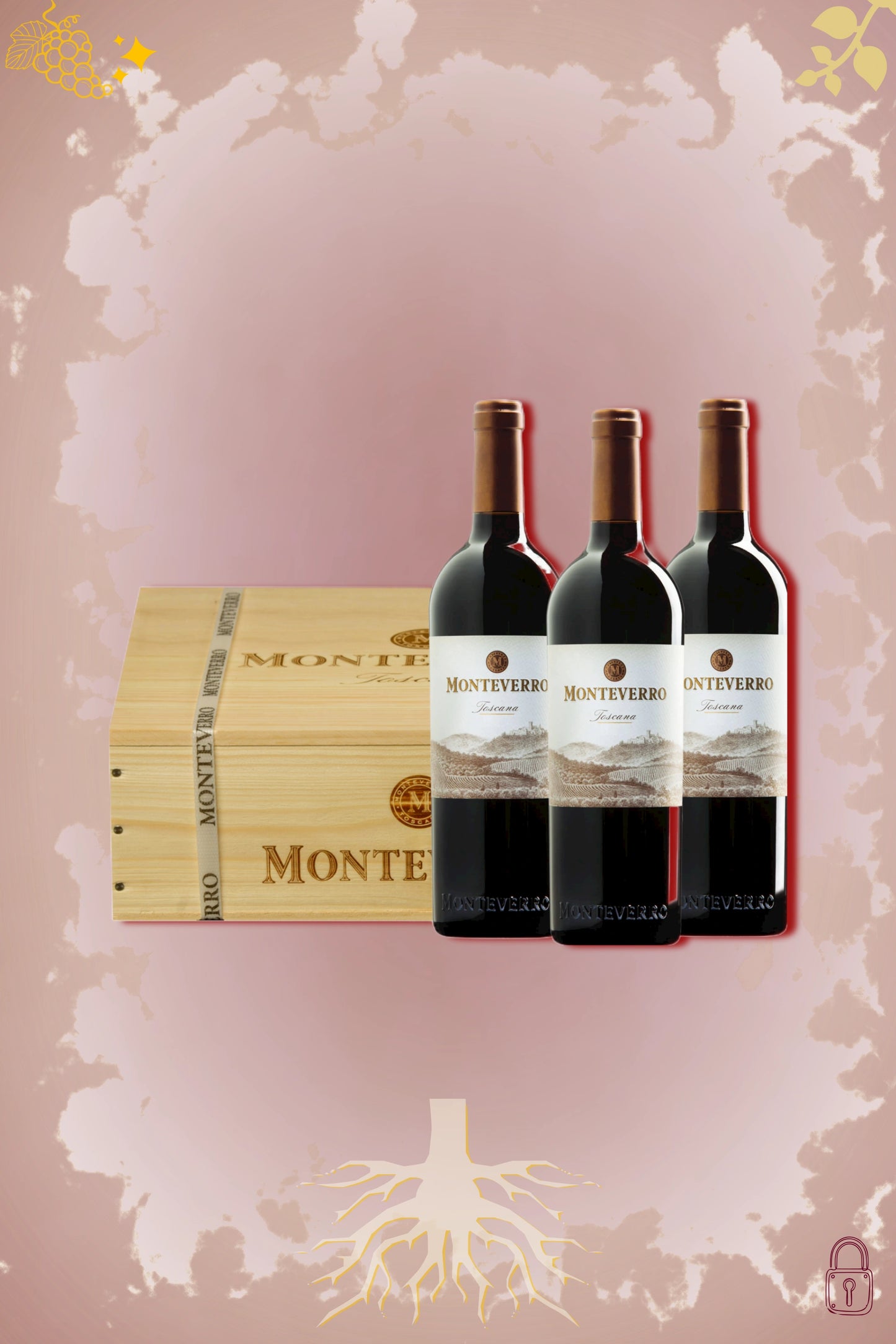 Monteverro IGT 2009 tegen bordeaux achtergrond – premium rode wijn, OWC