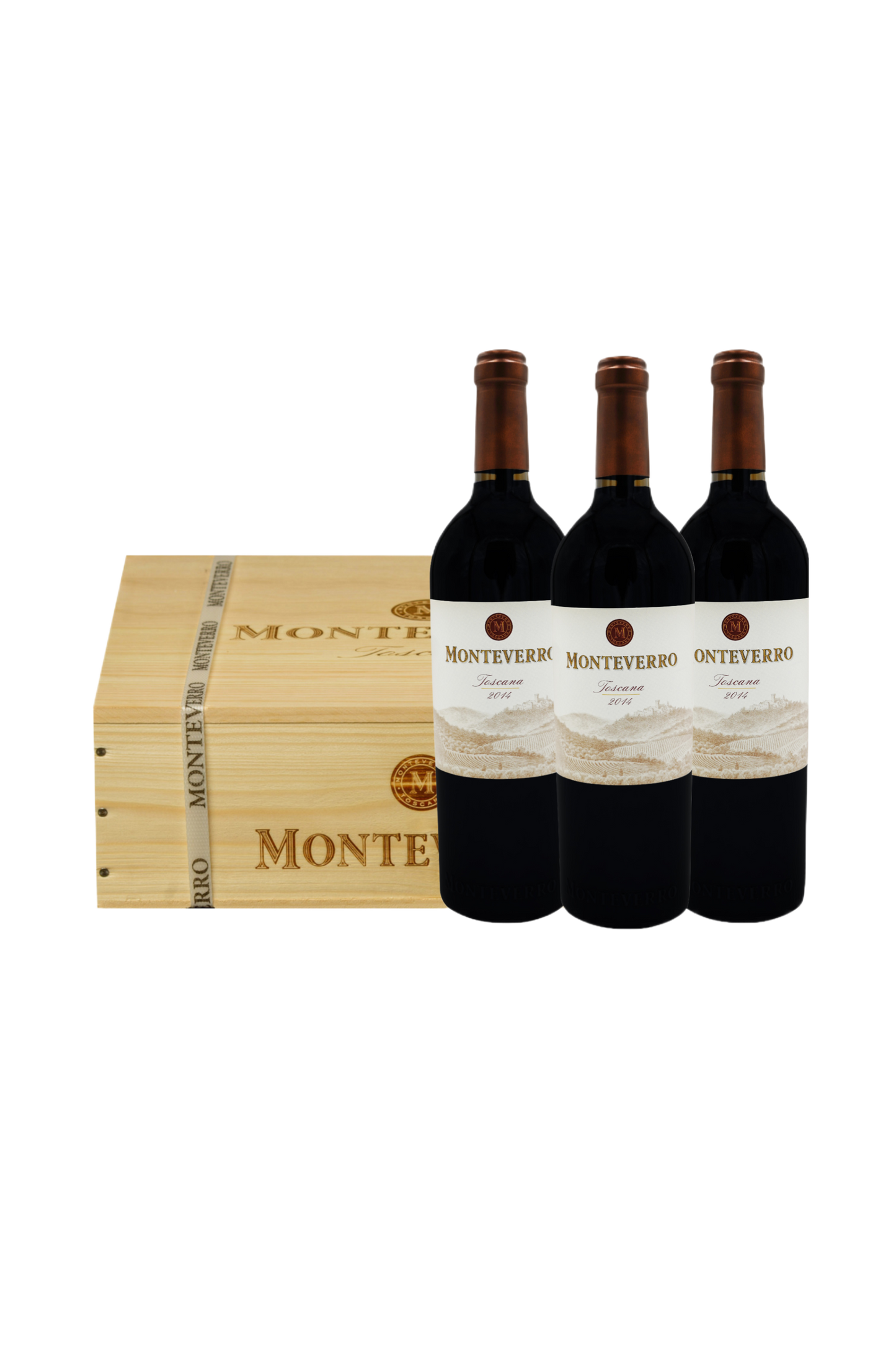 Monteverro Premium 2014 tegen bordeaux achtergrond – luxe rode wijn, OWC