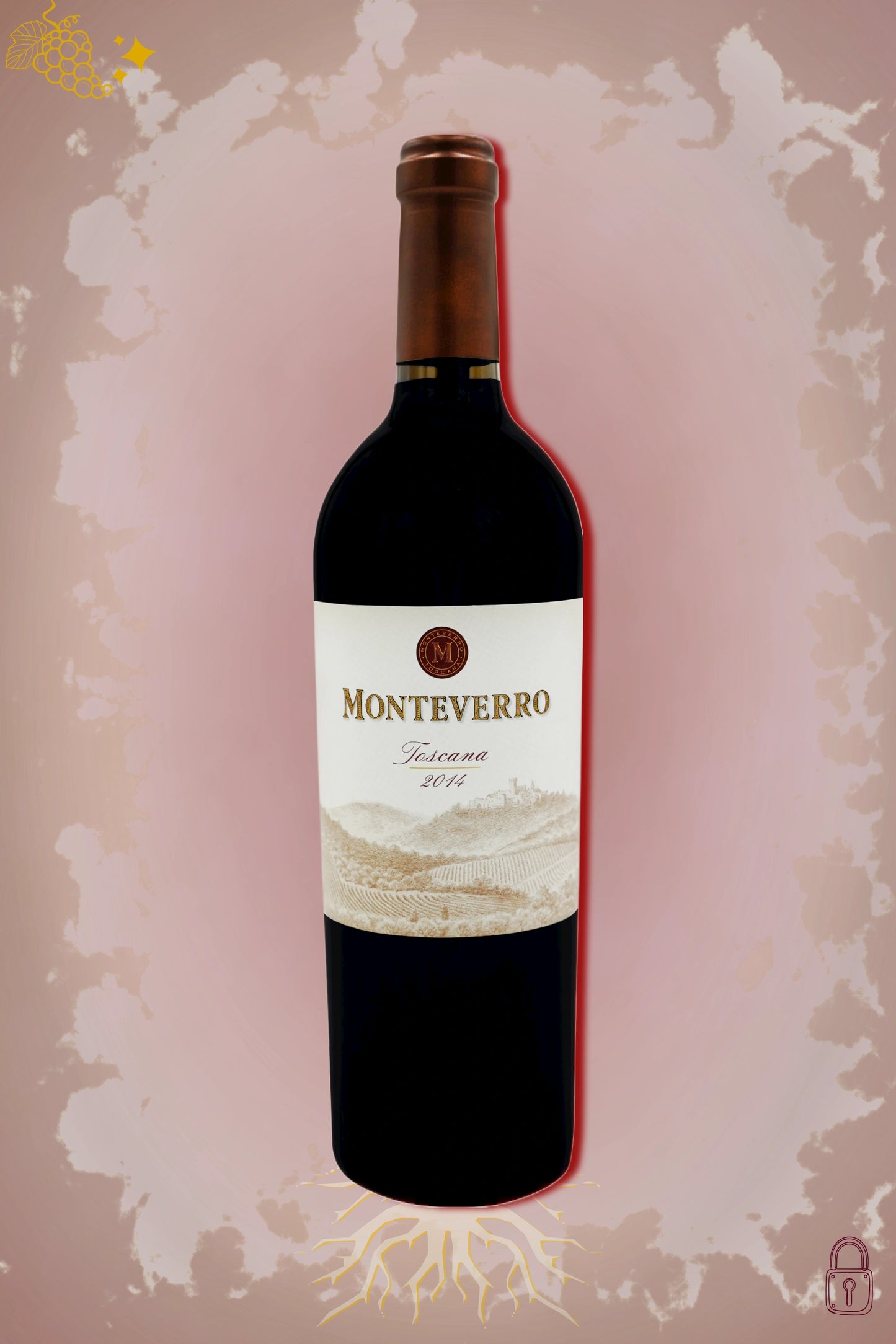 Monteverro Premium 2014 tegen bordeaux achtergrond – luxe rode wijn