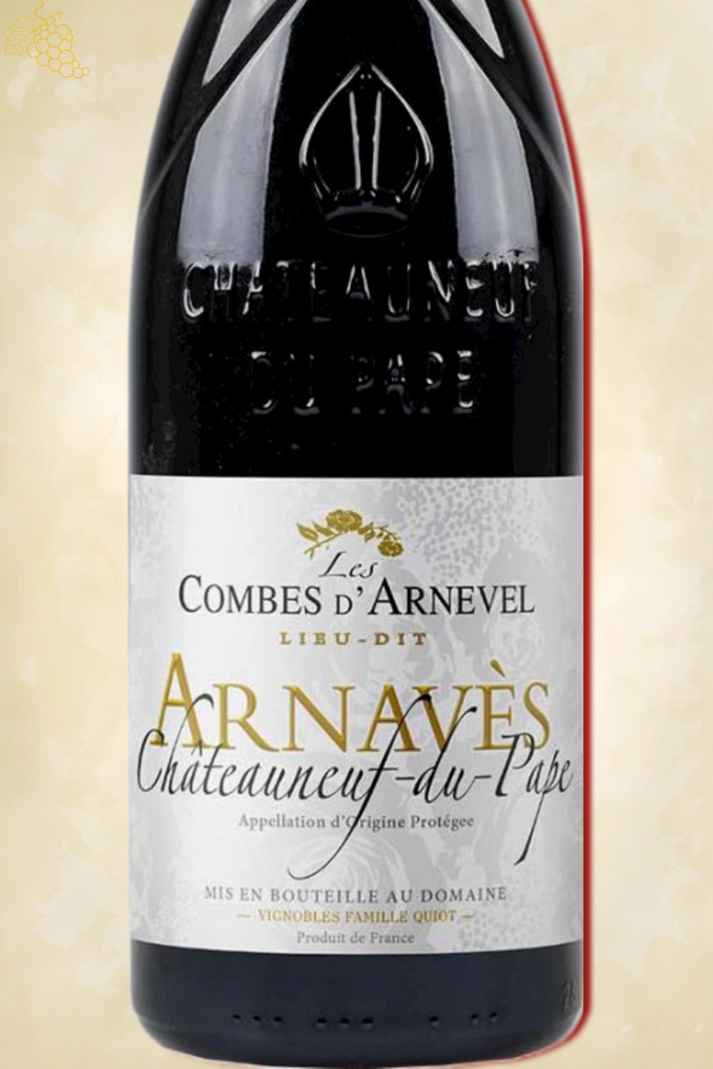 Close-up label Quiot Les Combes d'Arnevel Arnavès 2023 – vintage en logo details