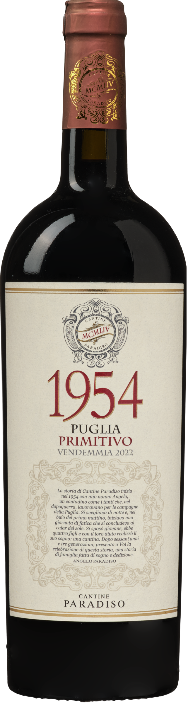 Paradiso Primitivo 2022 tegen bordeaux achtergrond – krachtige rode wijn