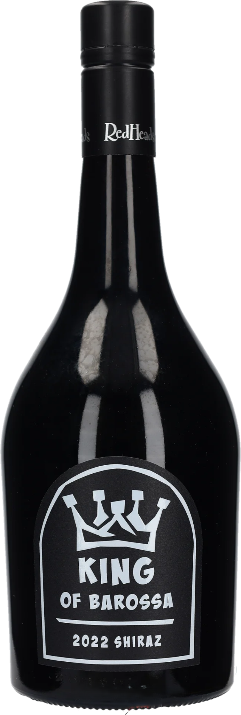 RedHeads King of Barossa Shiraz 2022 tegen bordeaux achtergrond – premium rode wijn
