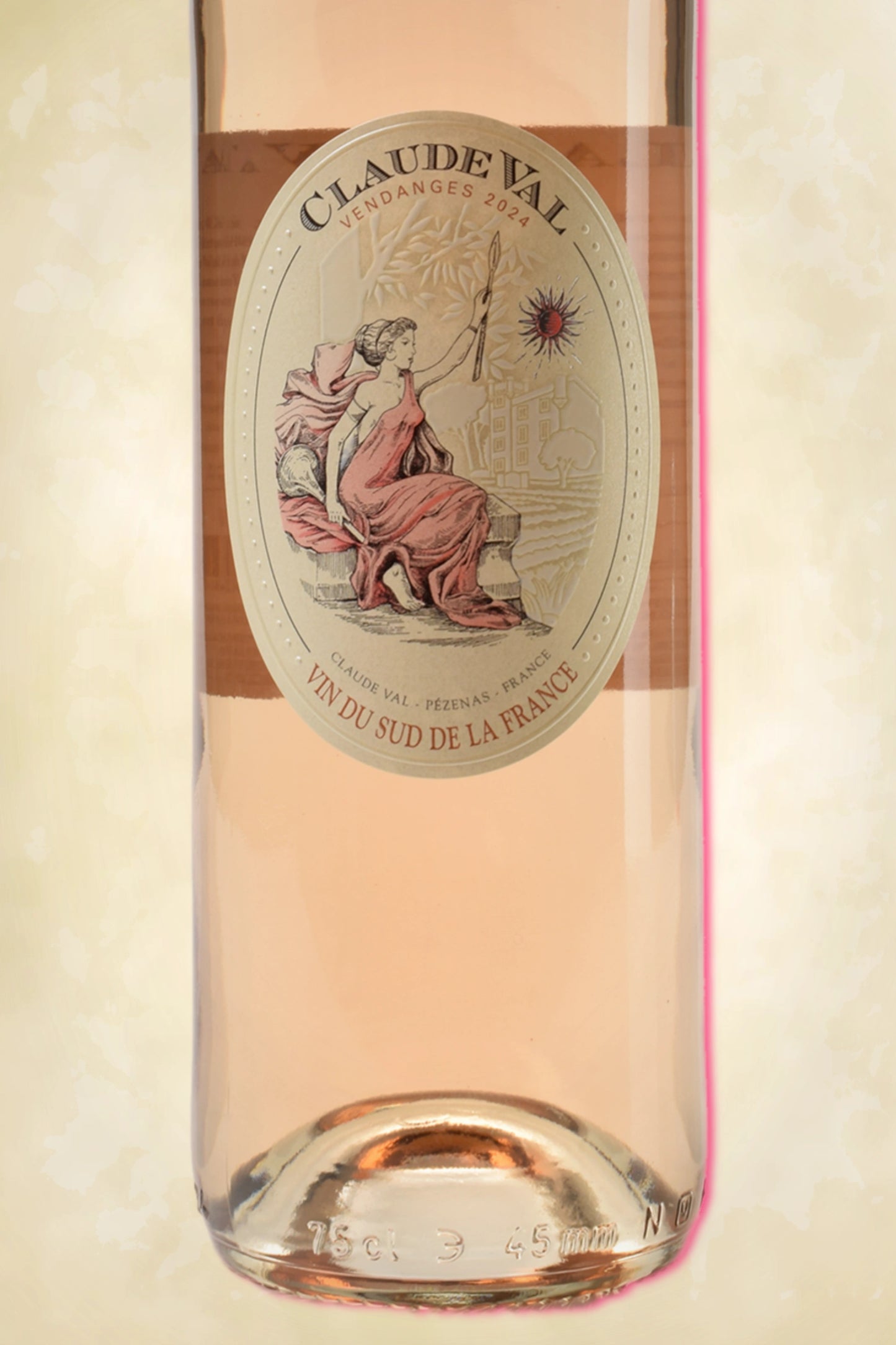 Close-up label Claude Val Rosé 2024 – Paul Mas logo en vintage details