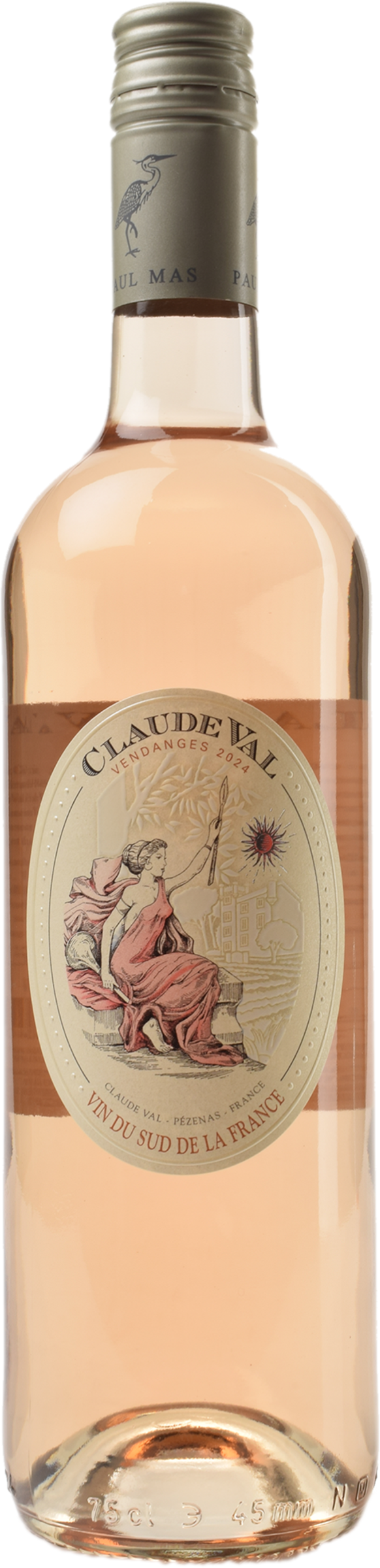 Claude Val Rosé 2024 tegen bordeaux achtergrond – fruitige rosé wijn