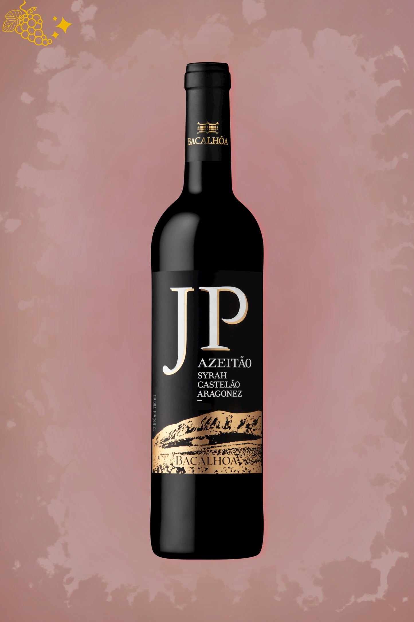Bacalhôa JP Azeitão Tinto 2024 tegen bordeaux achtergrond – rode wijn