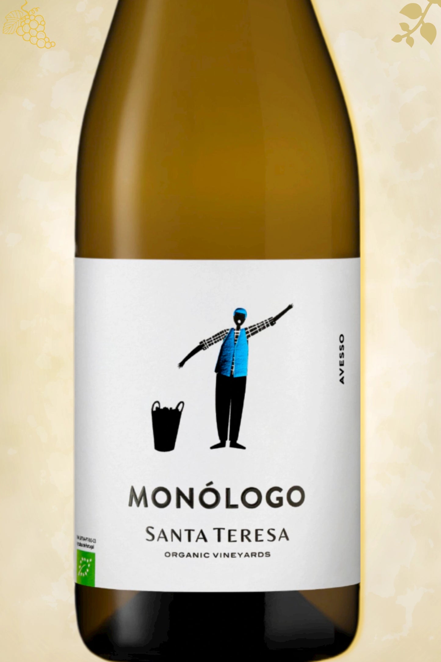 Close-up label A&D Monólogo Avesso BIO 2024 – Avesso druif en Baião herkomst