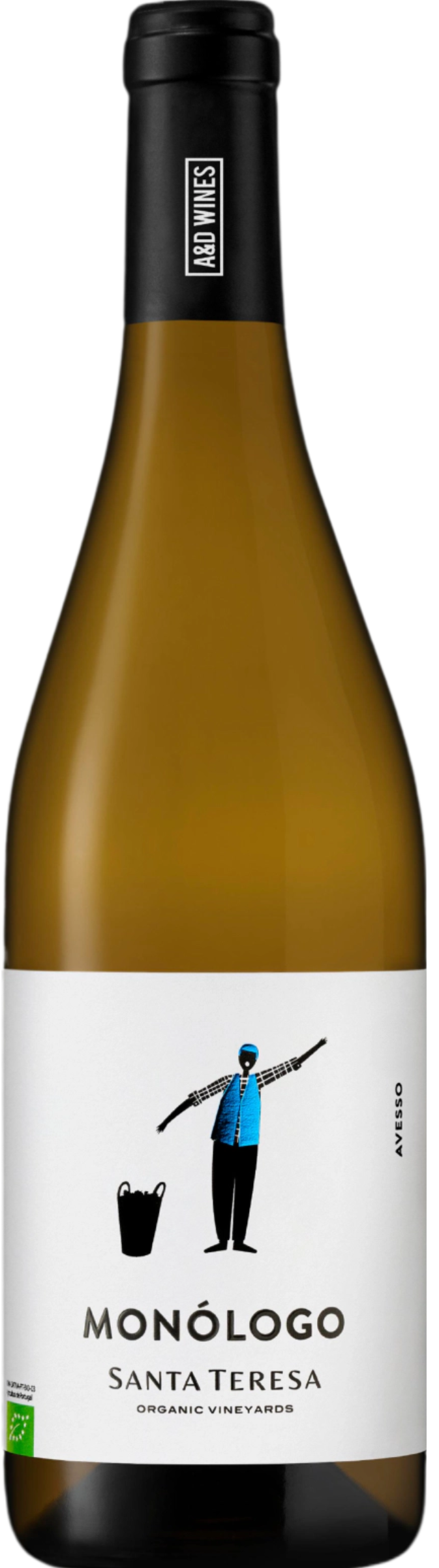 A&D Monólogo Avesso BIO 2024 tegen gouden achtergrond – premium witte wijn