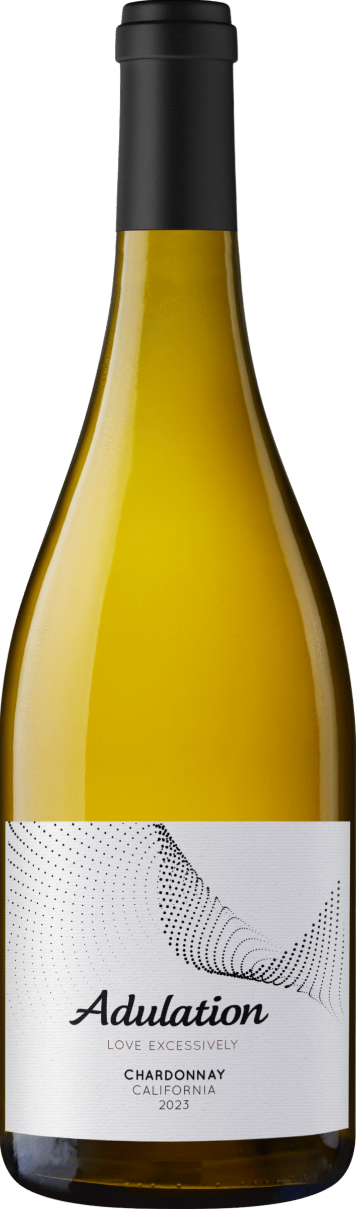 Adulation California Chardonnay 2023 tegen lichte achtergrond – volle witte wijn