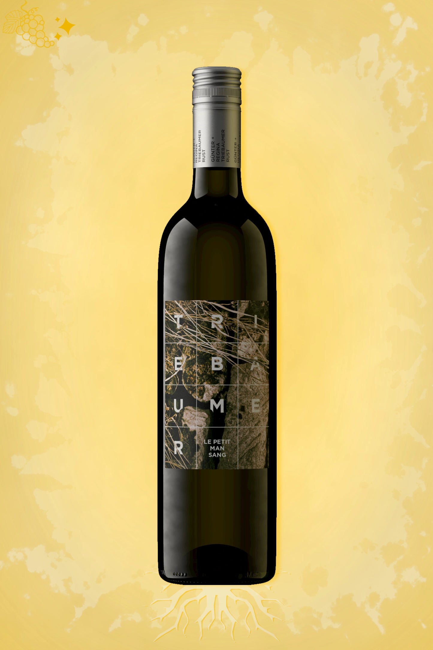 Le Petit Manseng 2022 tegen gouden achtergrond – krachtige witte wijn