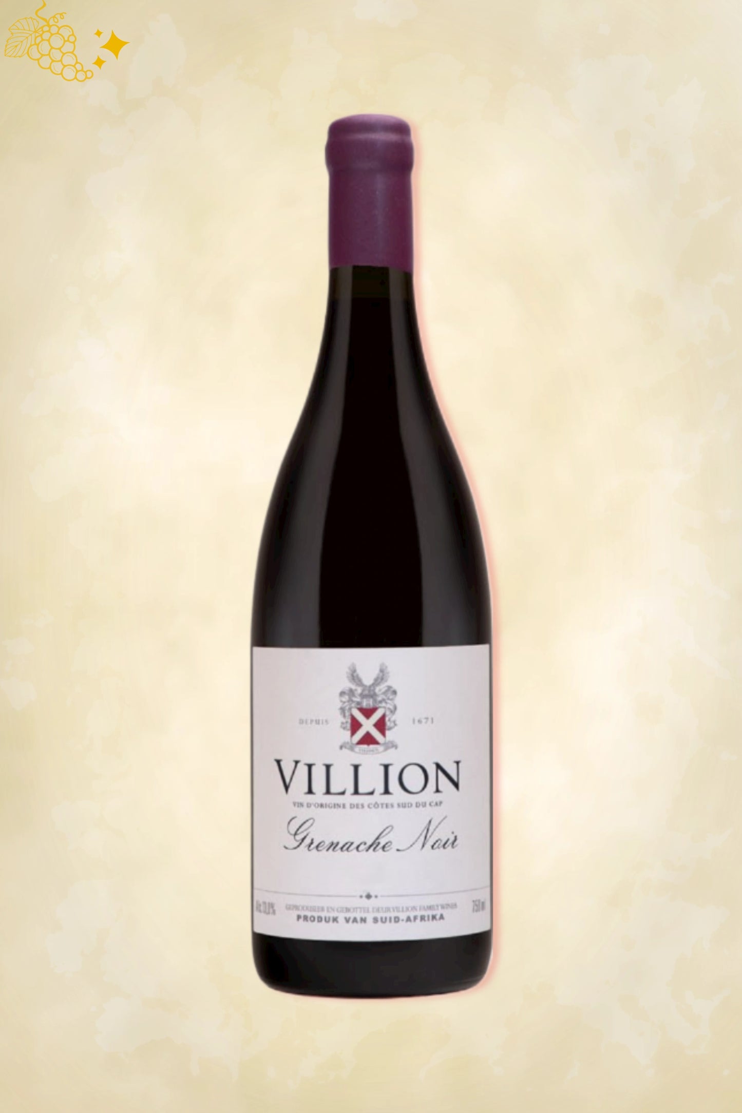 Villion Grenache Noir 2022 uit Bot River (Zuid-Afrika): licht en elegant met rood fruit, kruidigheid en subtiele ziltigheid. Heerlijk bij eend. Gratis verzending vanaf €60.