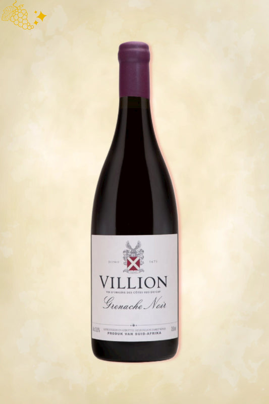 Villion Grenache Noir 2022 uit Bot River (Zuid-Afrika): licht en elegant met rood fruit, kruidigheid en subtiele ziltigheid. Heerlijk bij eend. Gratis verzending vanaf €60.