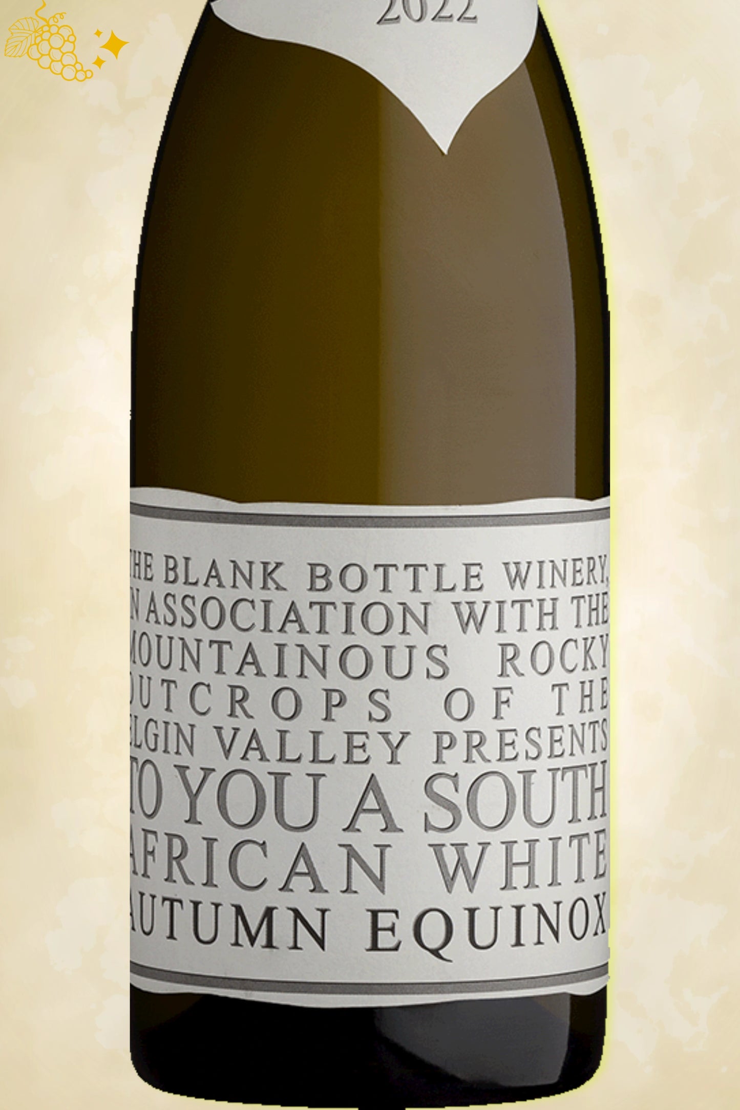 Close-up label Autumn Equinox 2022 – Blank Bottle details zichtbaar