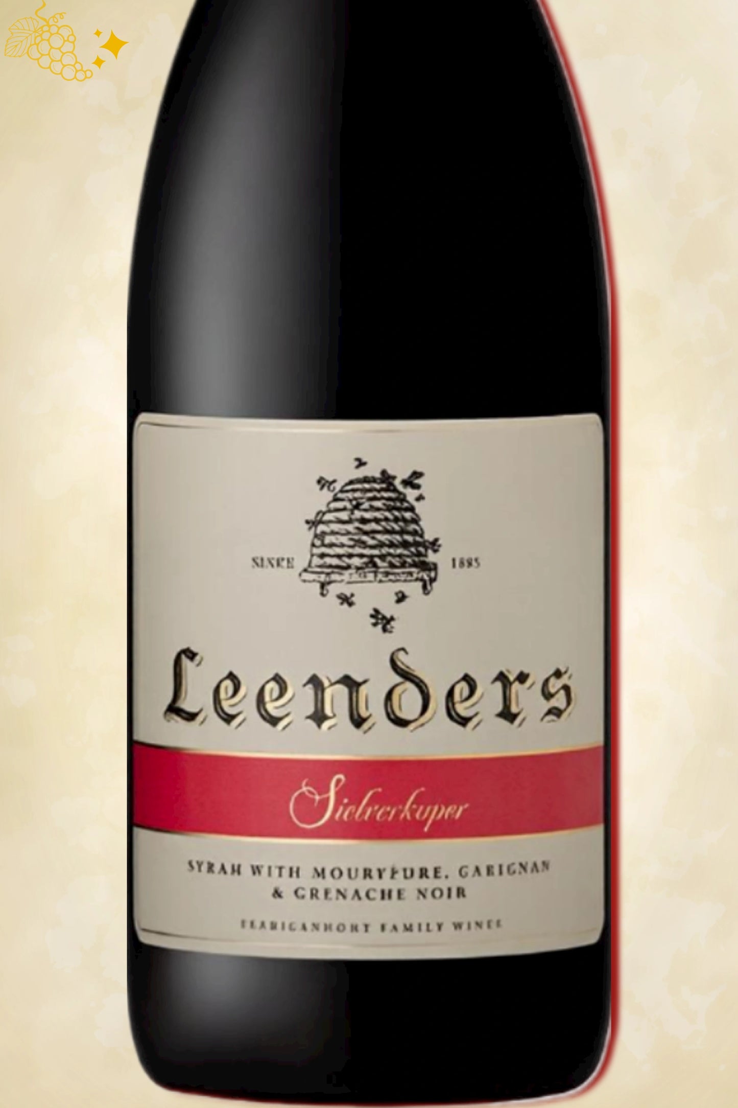 Close-up label Sielverkoper 2024 – Leenders details en vintage zichtbaar