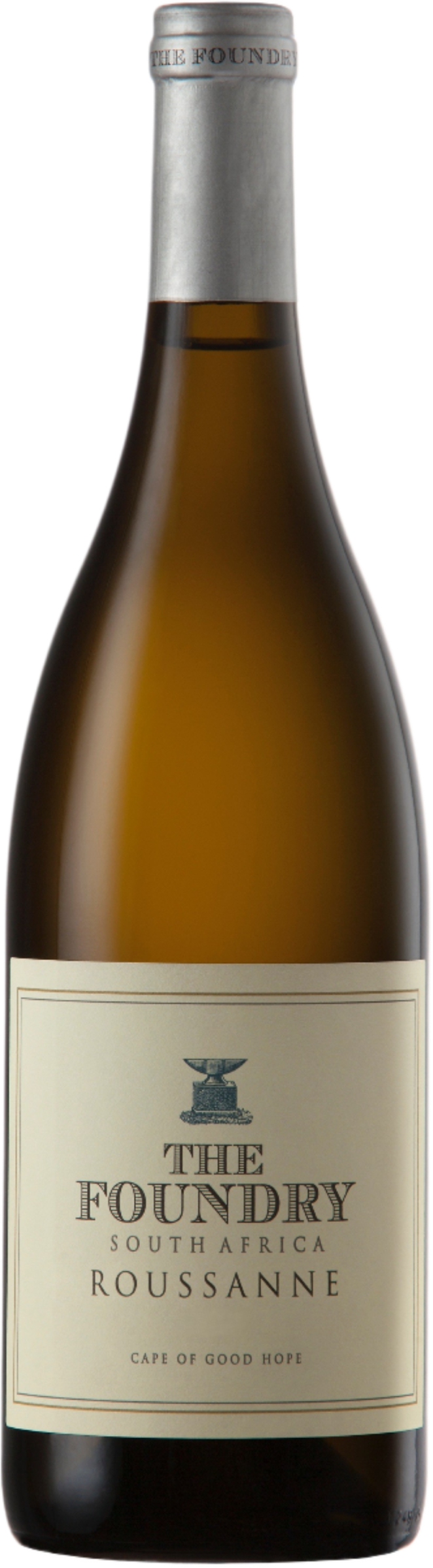 The Foundry Roussanne 2022 tegen gouden achtergrond – premium witte wijn