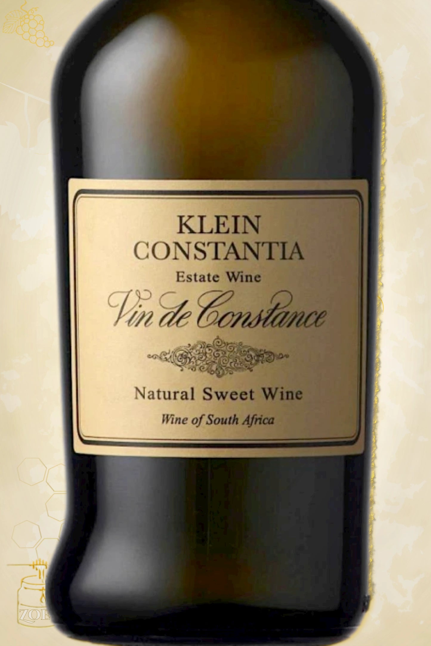Close-up label Vin de Constance 2020 – Klein Constantia logo zichtbaar