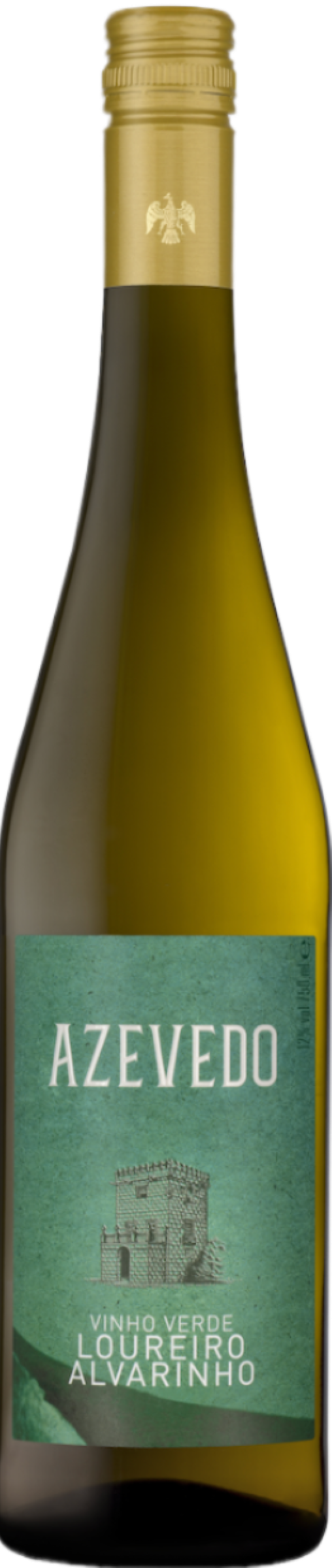 Quinta de Azevedo Loureiro Alvarinho 2024 tegen gouden achtergrond – frisse witte wijn