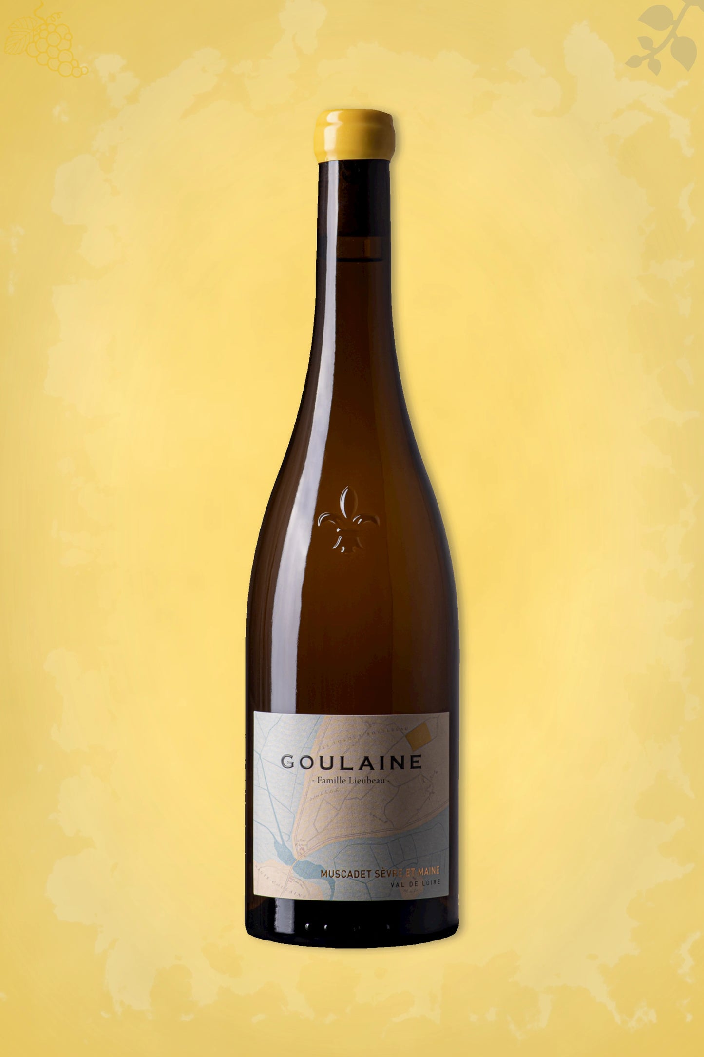 Lieubeau – Muscadet Cru Goulaine BIO (2022) met gouden achtergrond