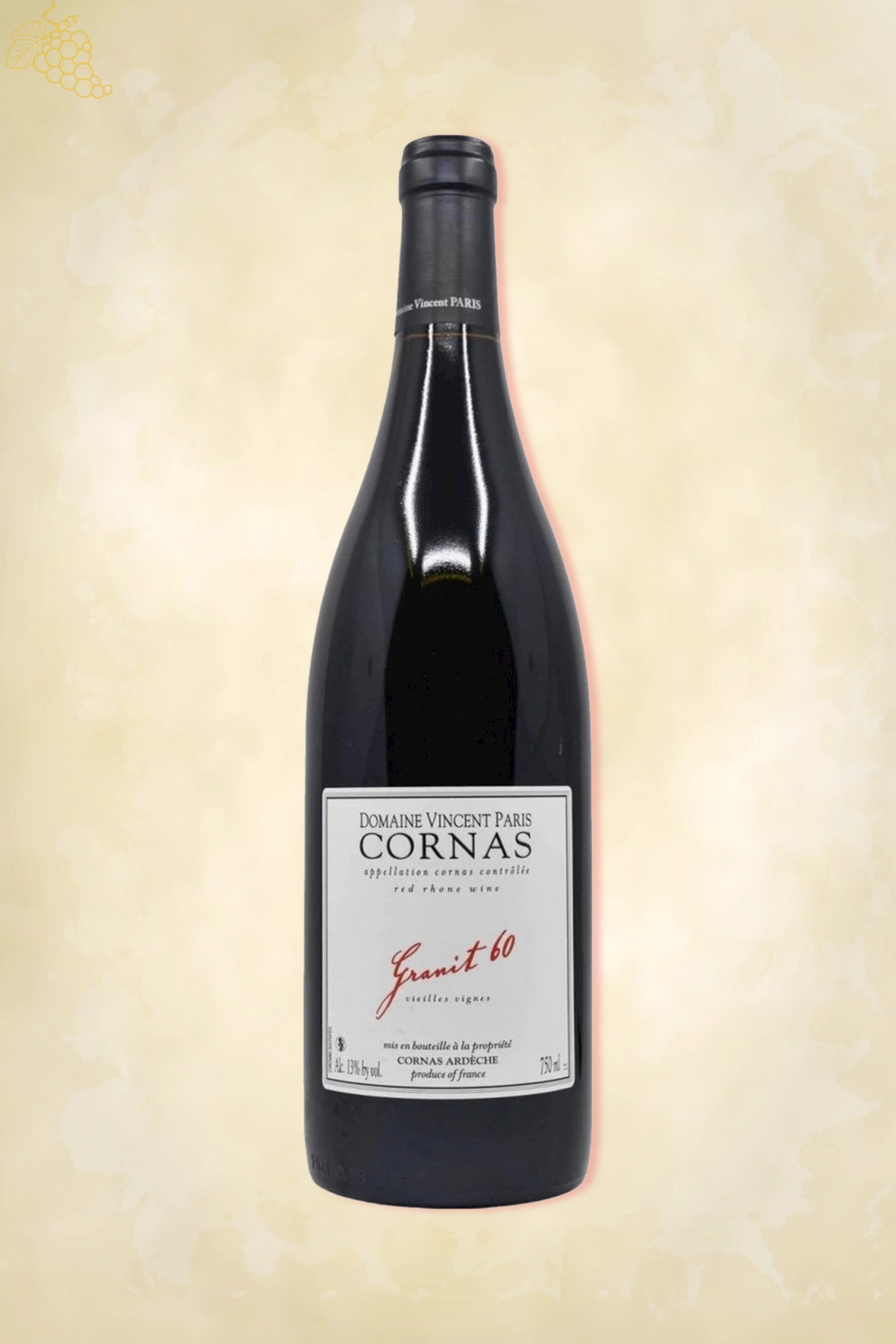 Cornas – wijn fles met witte achtergrond
