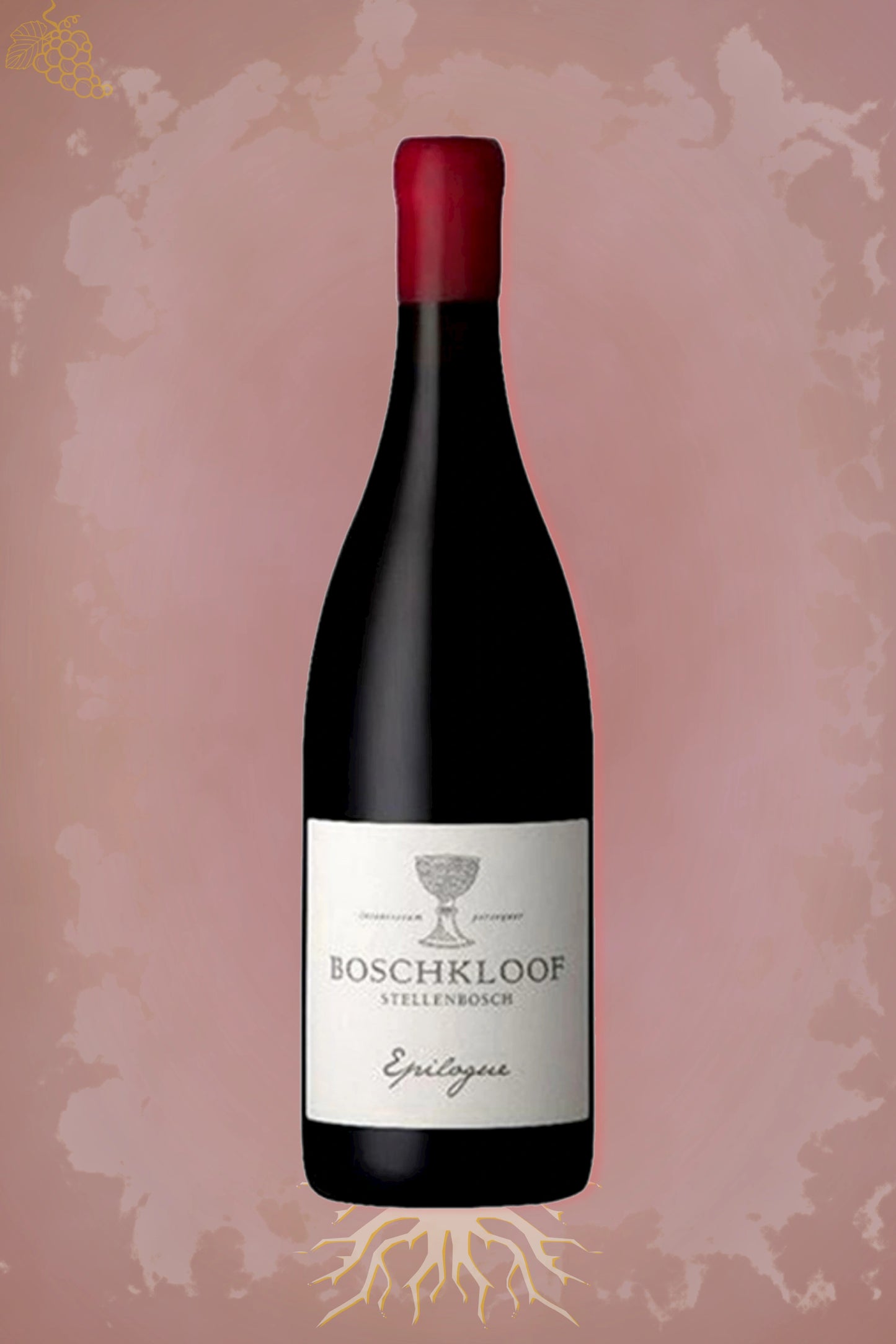 Boschkloof Epilogue met bordeaux achtergrond - premium wijn
