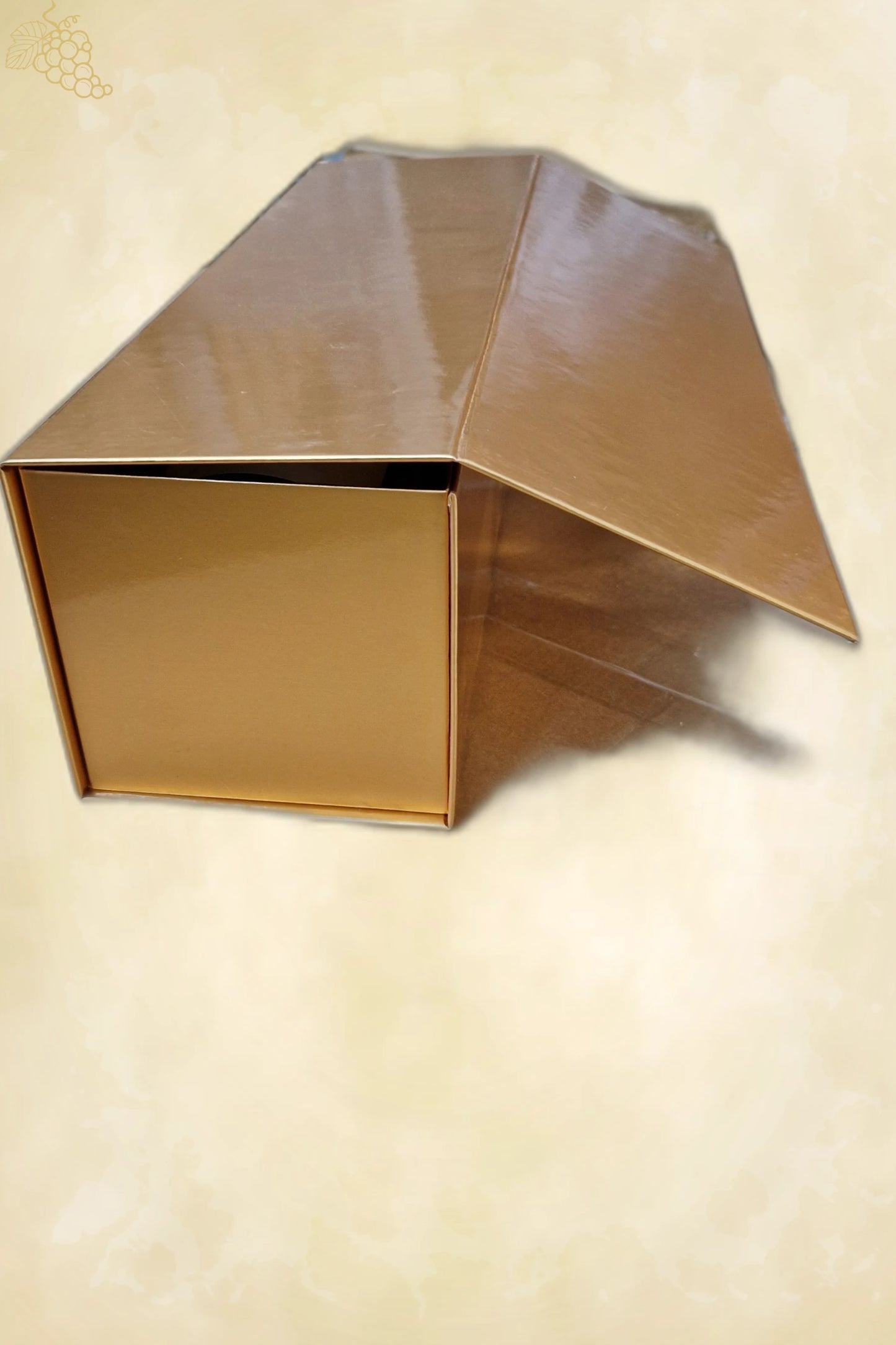 Gouden magneetdoos met magneetsluiting geopend