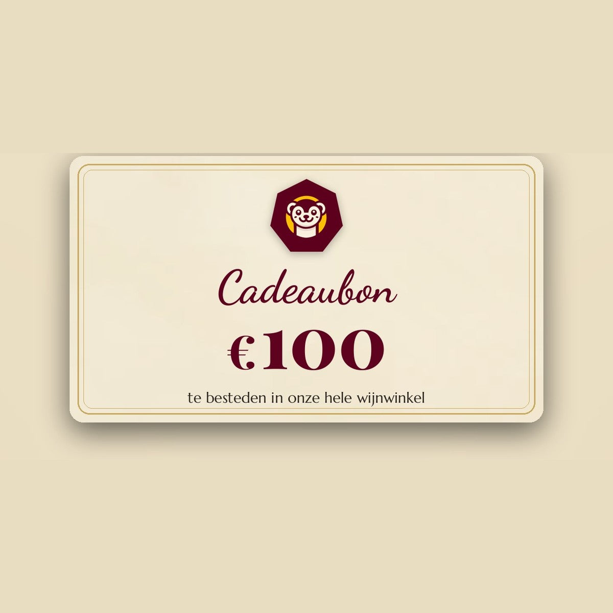 Fysieke cadeaubon van €100 van Wijn met een boodschap, langwerpige kaart die per post wordt verstuurd