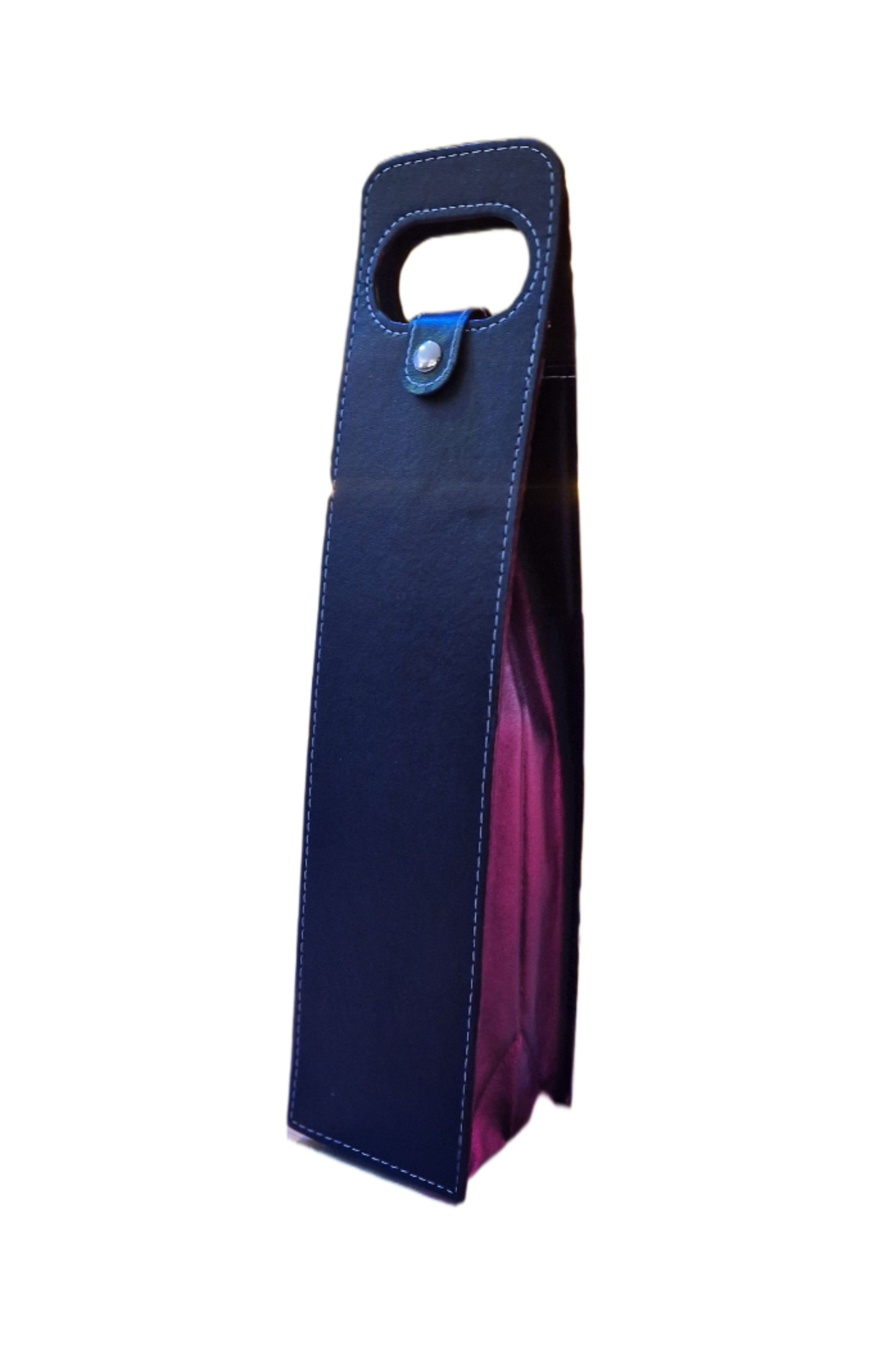 Zwarte luxe wijn-geschenktas van faux leder, herbruikbare cadeautas voor 1 wijnfles met premium afwerking en stevige vorm